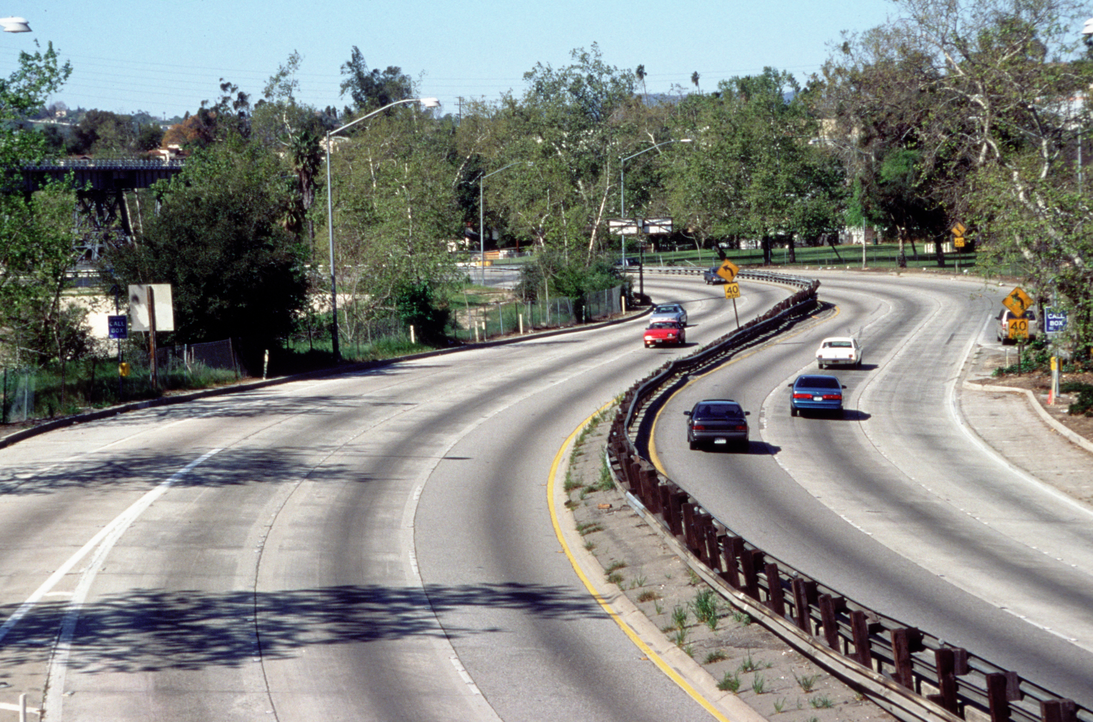 The Arroyo Seco Parkway looking south from Marmion Way