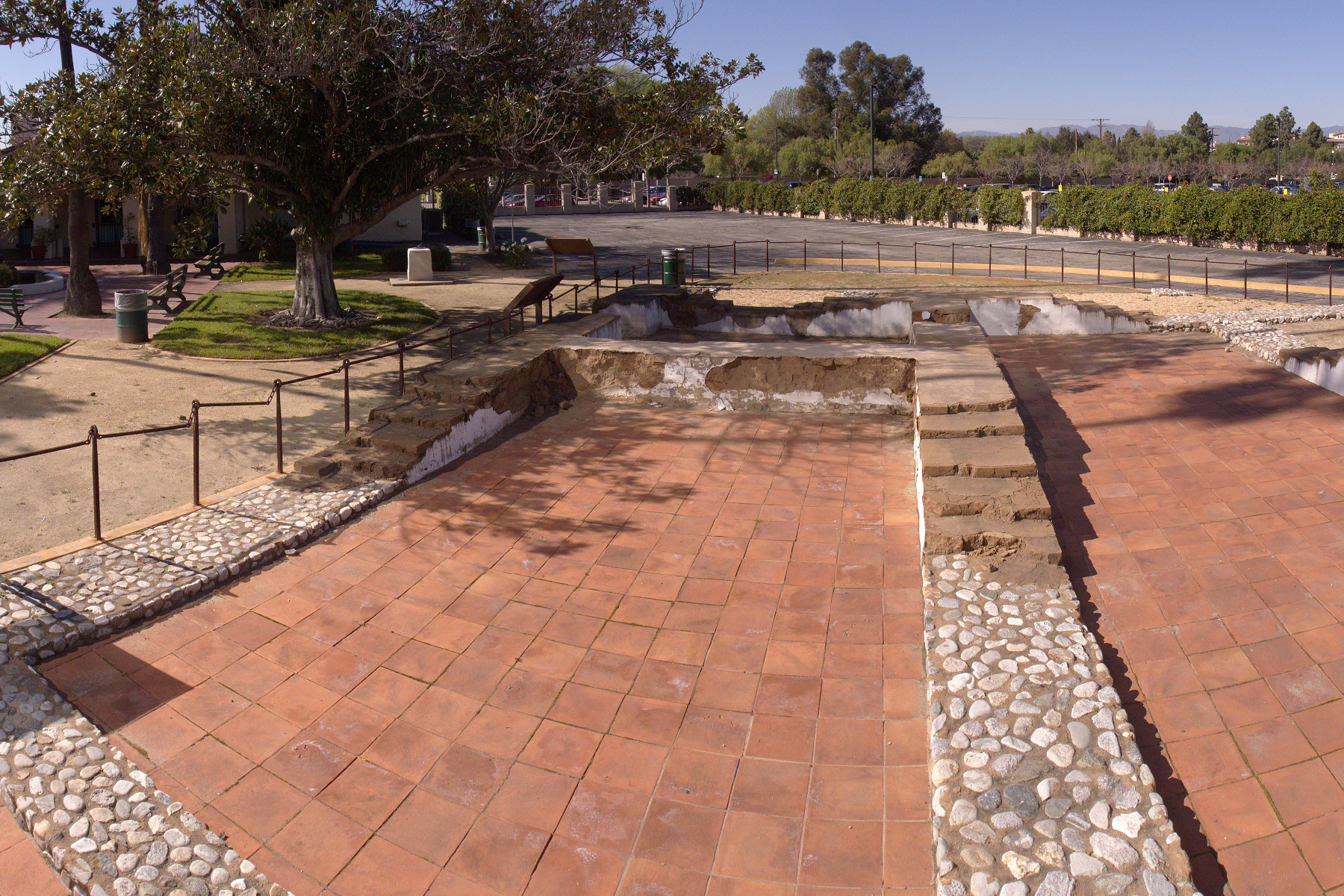 The foundation of the original adobe at Campo de Cahuenga.