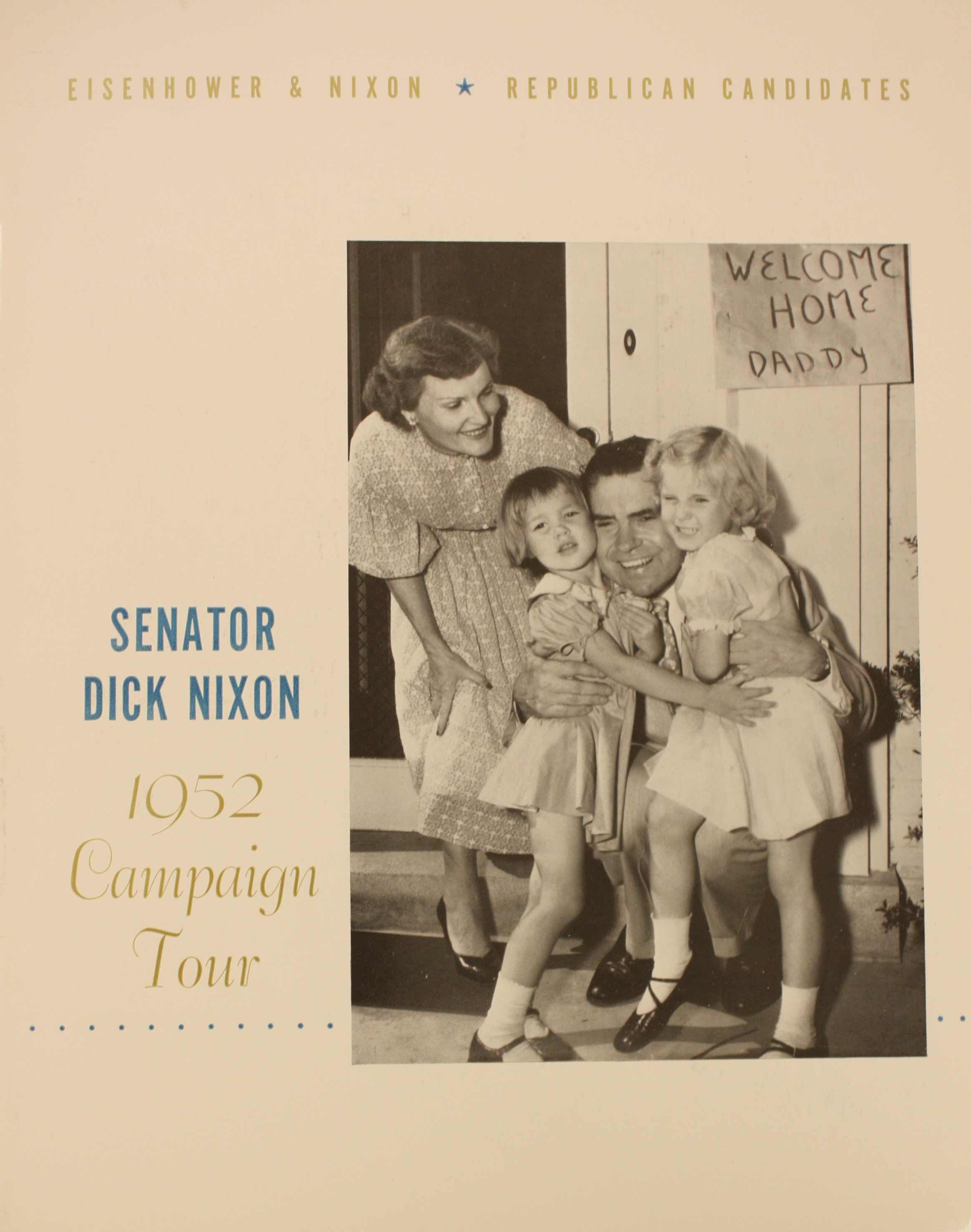 Menu from Nixon whistle-stop tour of the West Coast, broken off so he could make the Checkers speech