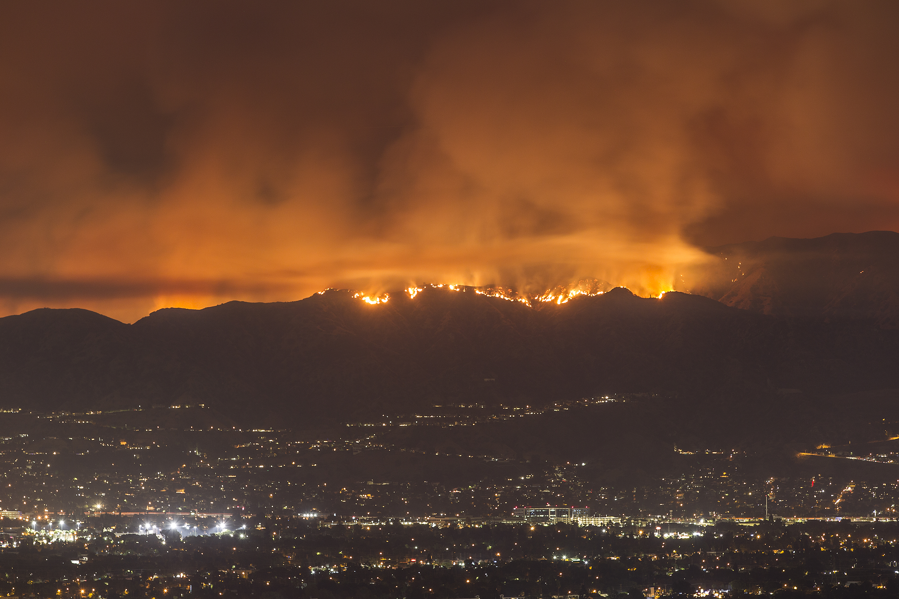 La Tuna fire and nighttime city lights