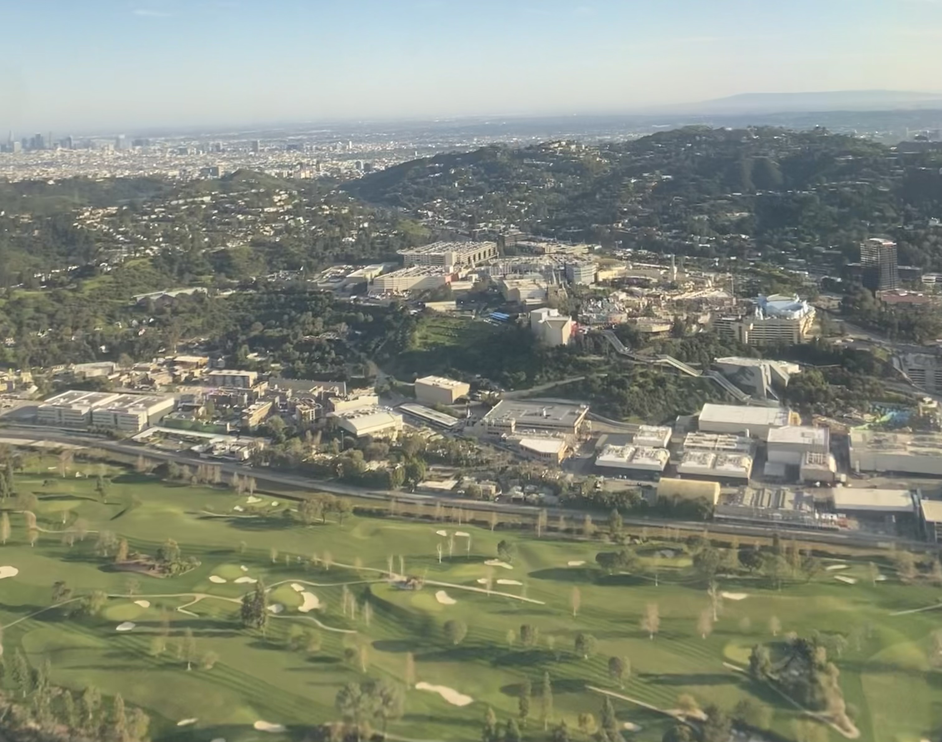 Aerial shot of Universal Studios Hollywood, taken on a Southwest Airlines flight landing in Burbank.