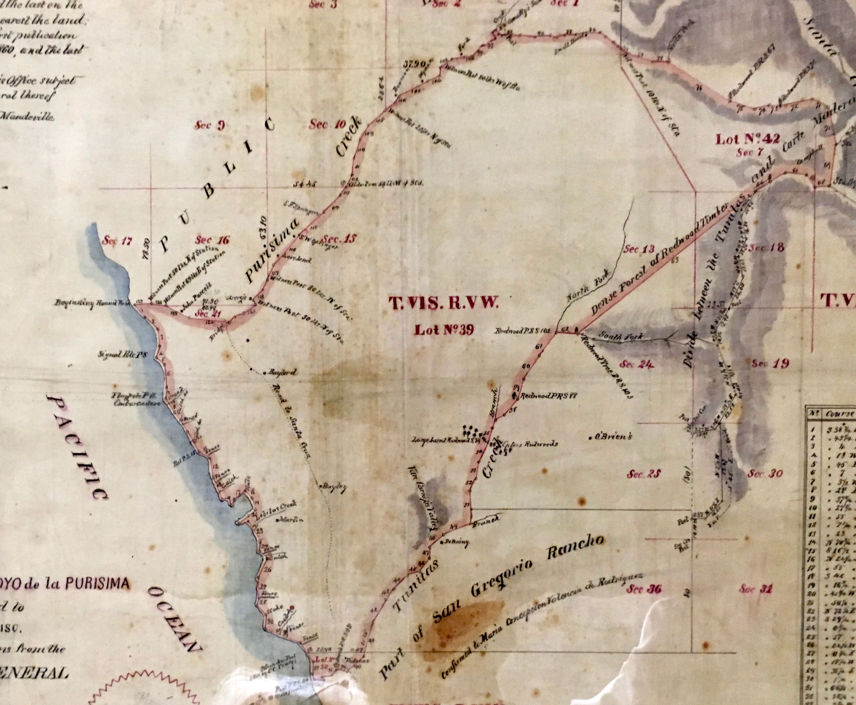 Confirmed 1860 grant to Jose Antonio Alviso.  Includes road to Santa Cruz and buildings