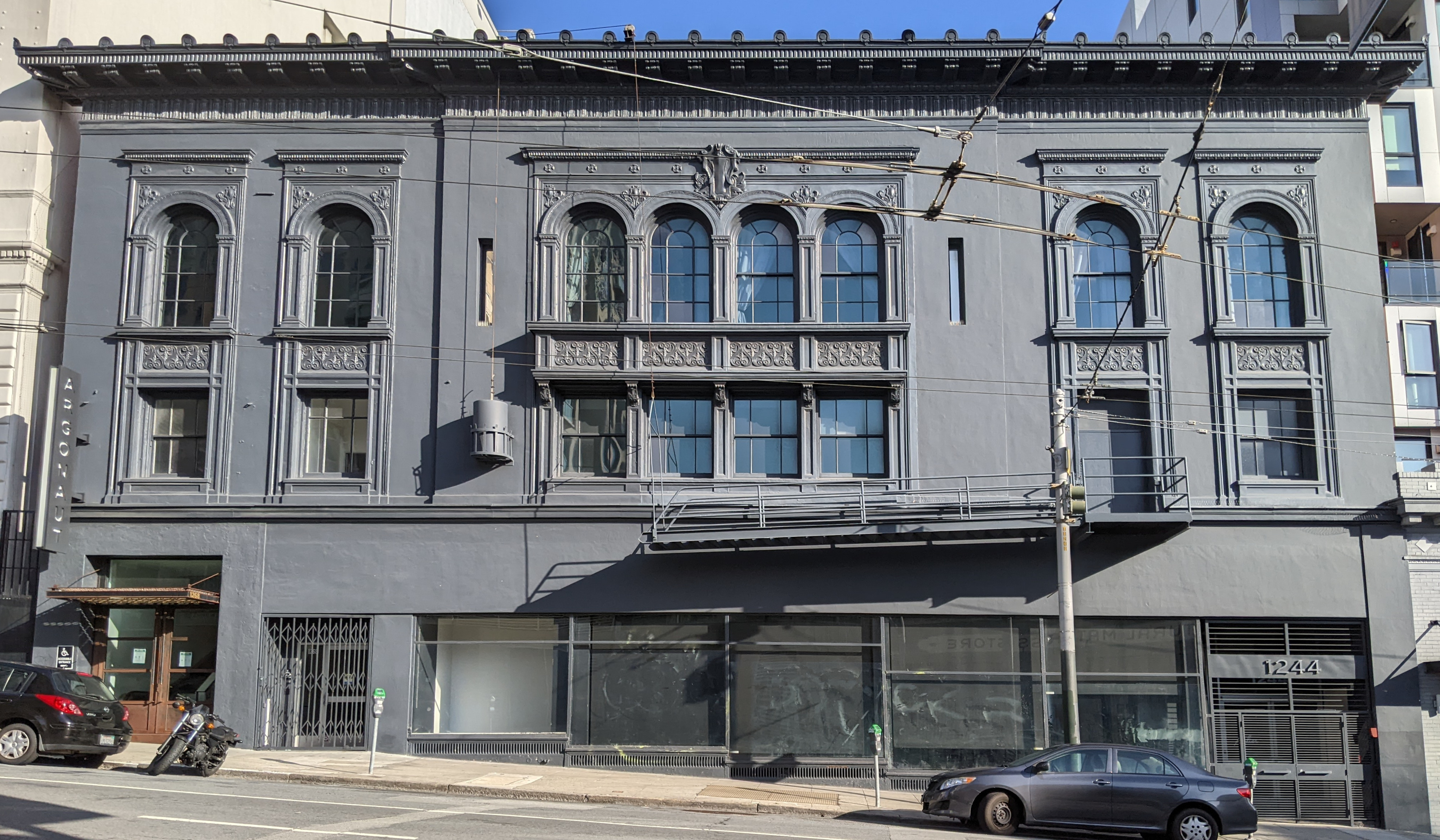 1268/1244 Sutter Street in San Francisco, the former location of the Avalon Ballroom. (The 1268 Sutter entrance is visible on the left, and the 1244 Sutter entrance on the right.)