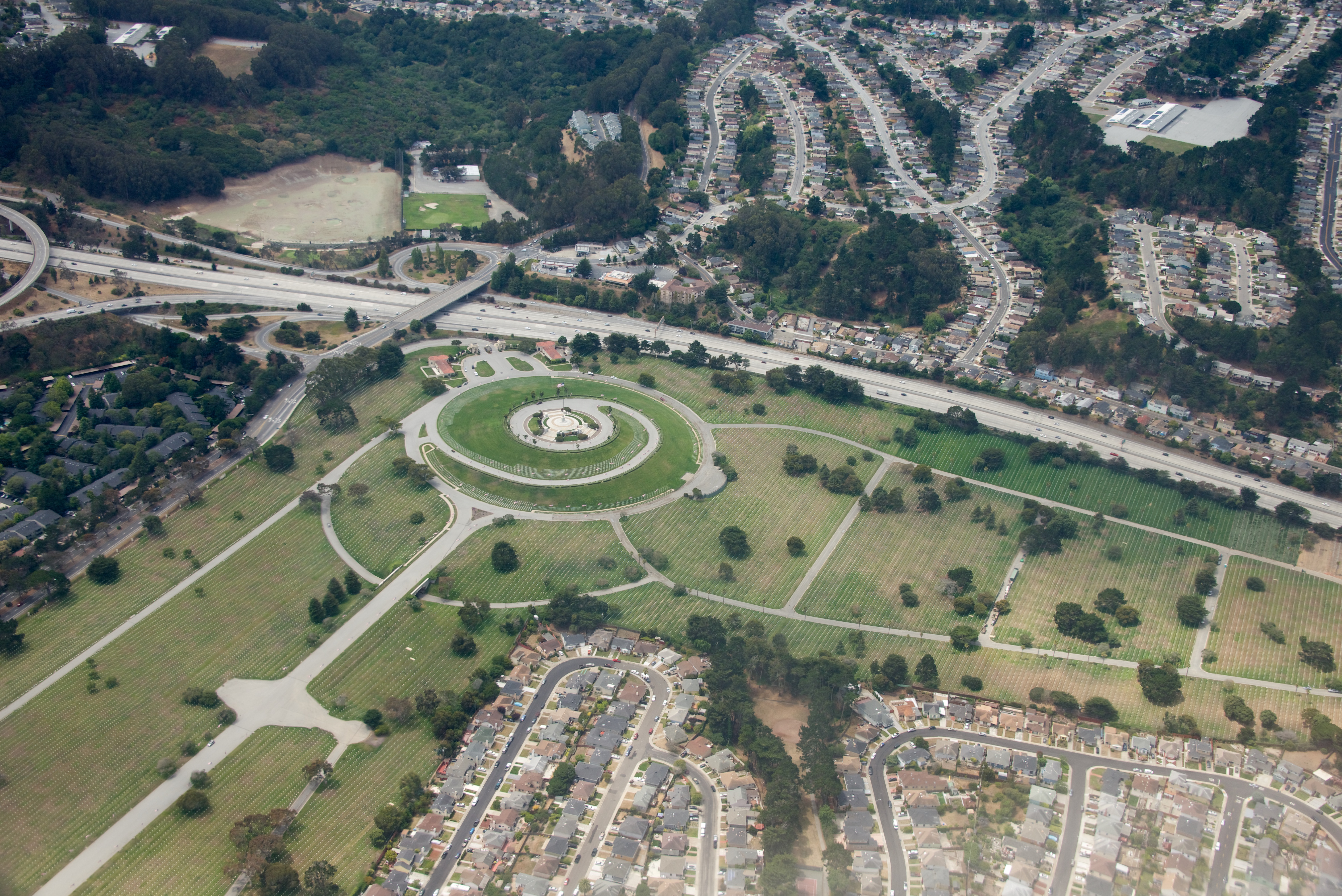 Aerial photograph of Golden Gate National Cemetery