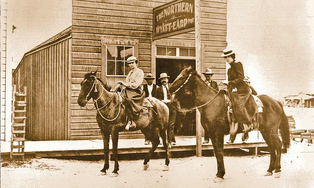 Wyatt Earp's Northern Saloon, in Tonopah, Nevada. The woman on the left is thought to be Josephine Earp.
