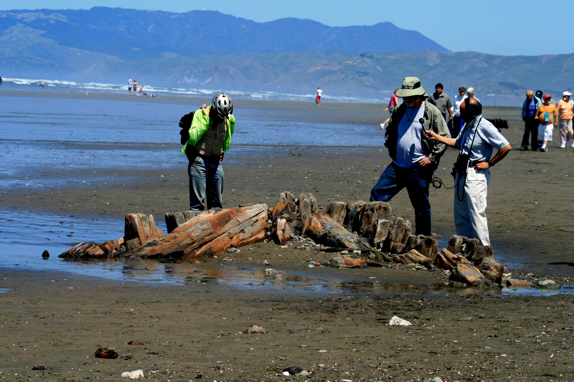Shipwreck of The King Philip that went down around 1878. Sometimes the ocean shows that boat. Last time she appeared at the beach in 1980. The picture was taken at Ocean Beach, San Francisco