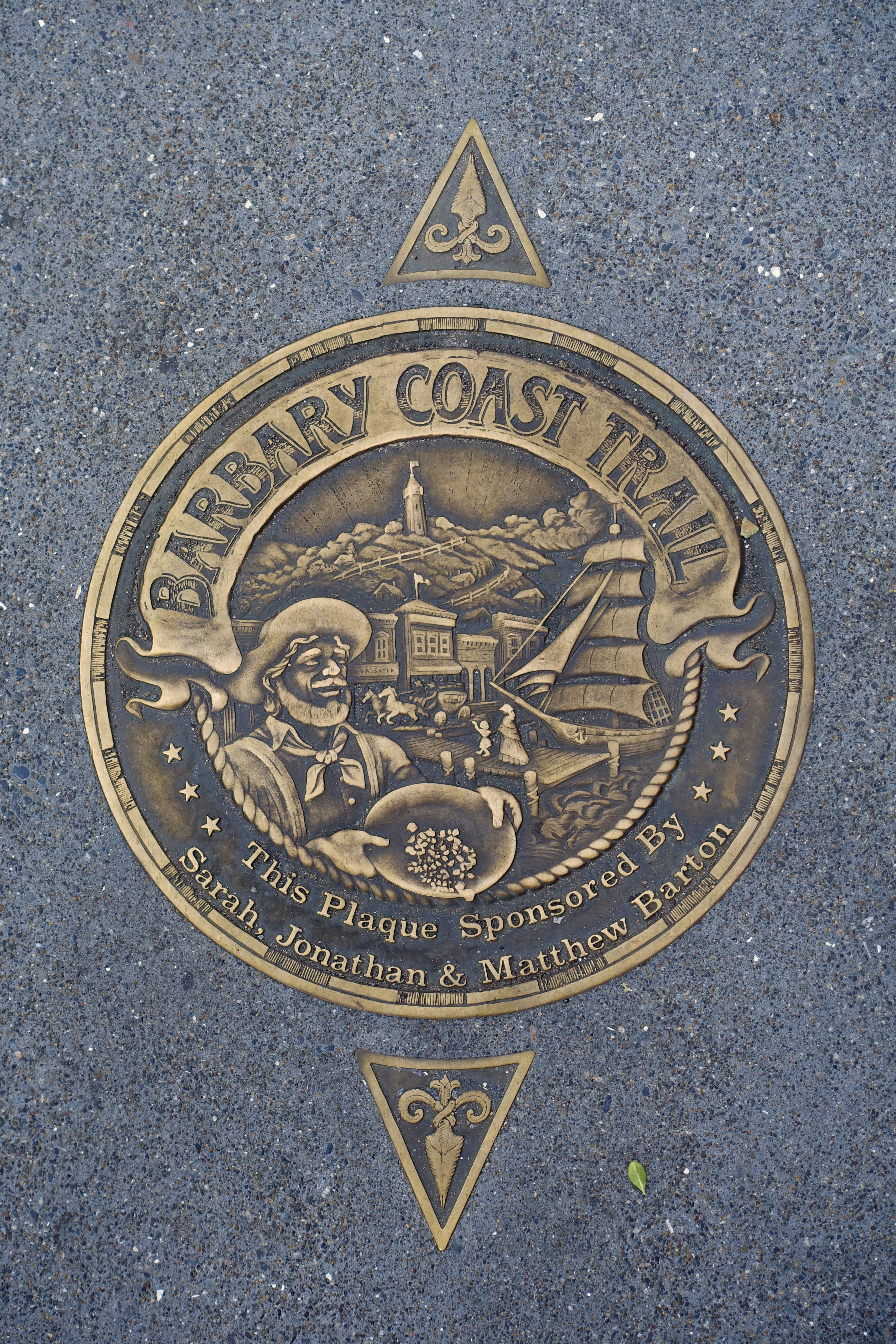 Barbary Coast Trail marker - San Francisco, California, USA.