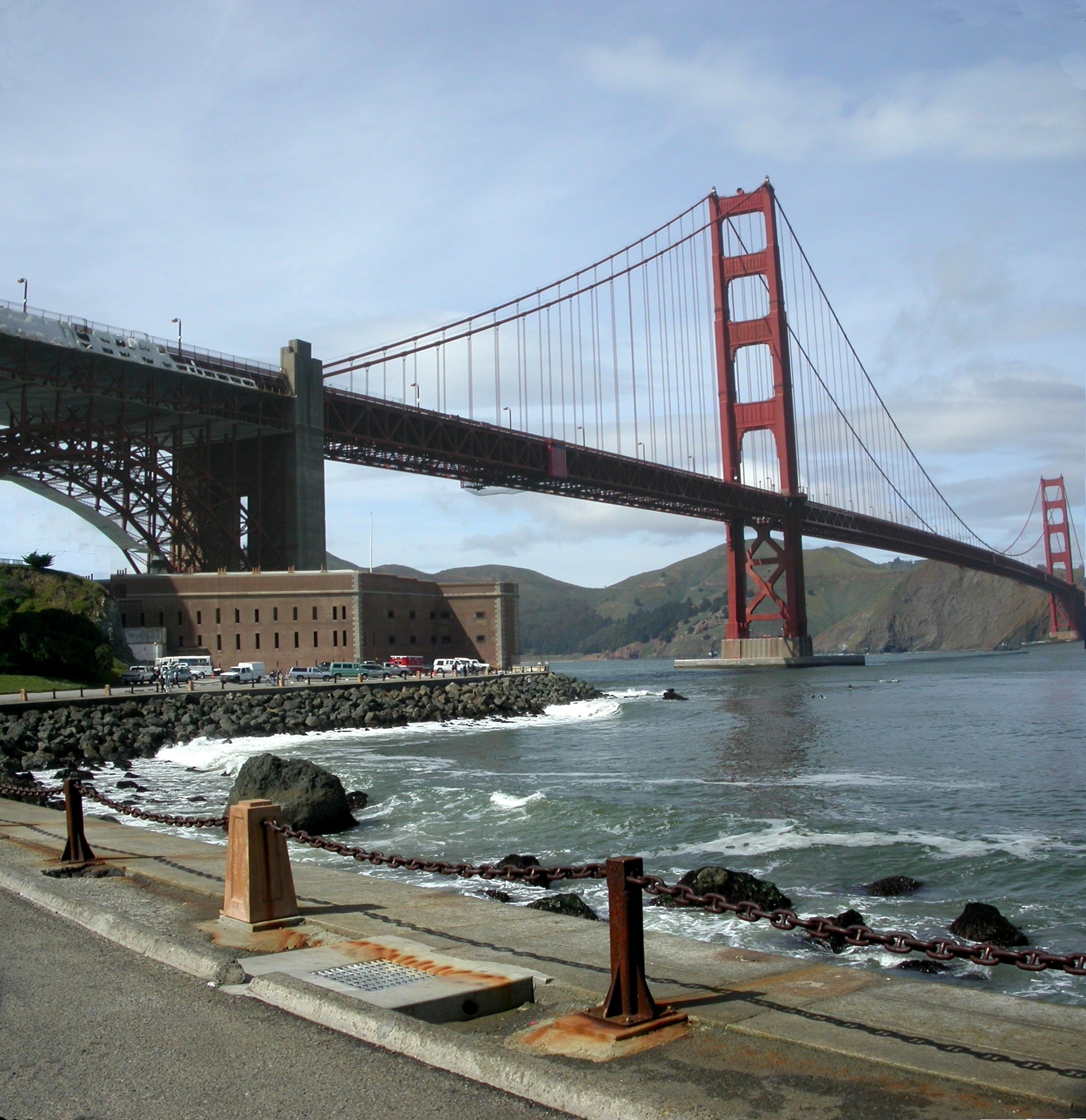 Fort Point is a masonry seacoast fortification located at the southern side of the Golden Gate Bridge at the entrance to San Francisco Bay.