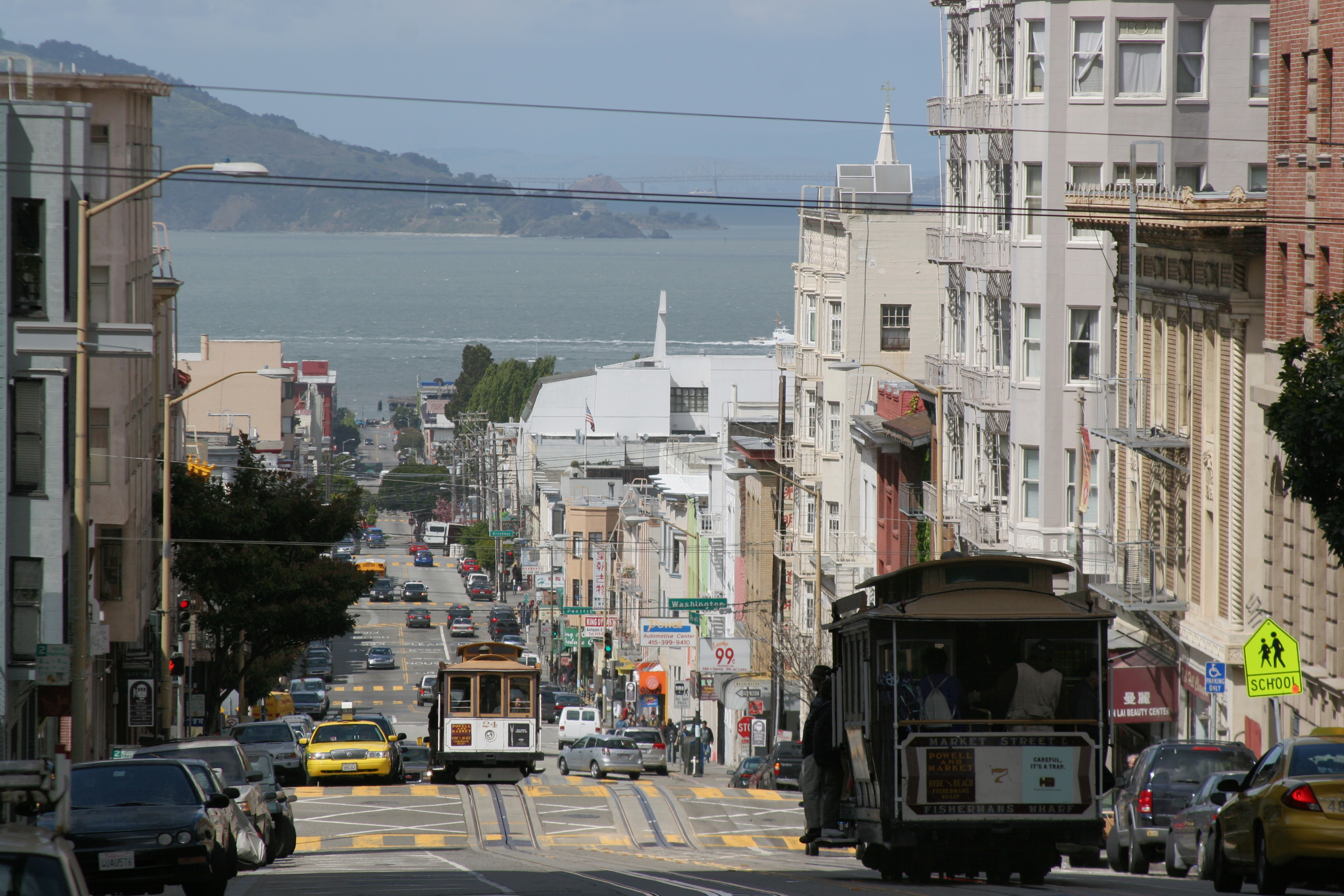 View of Powell Street in San Francisco, from Nob Hill.