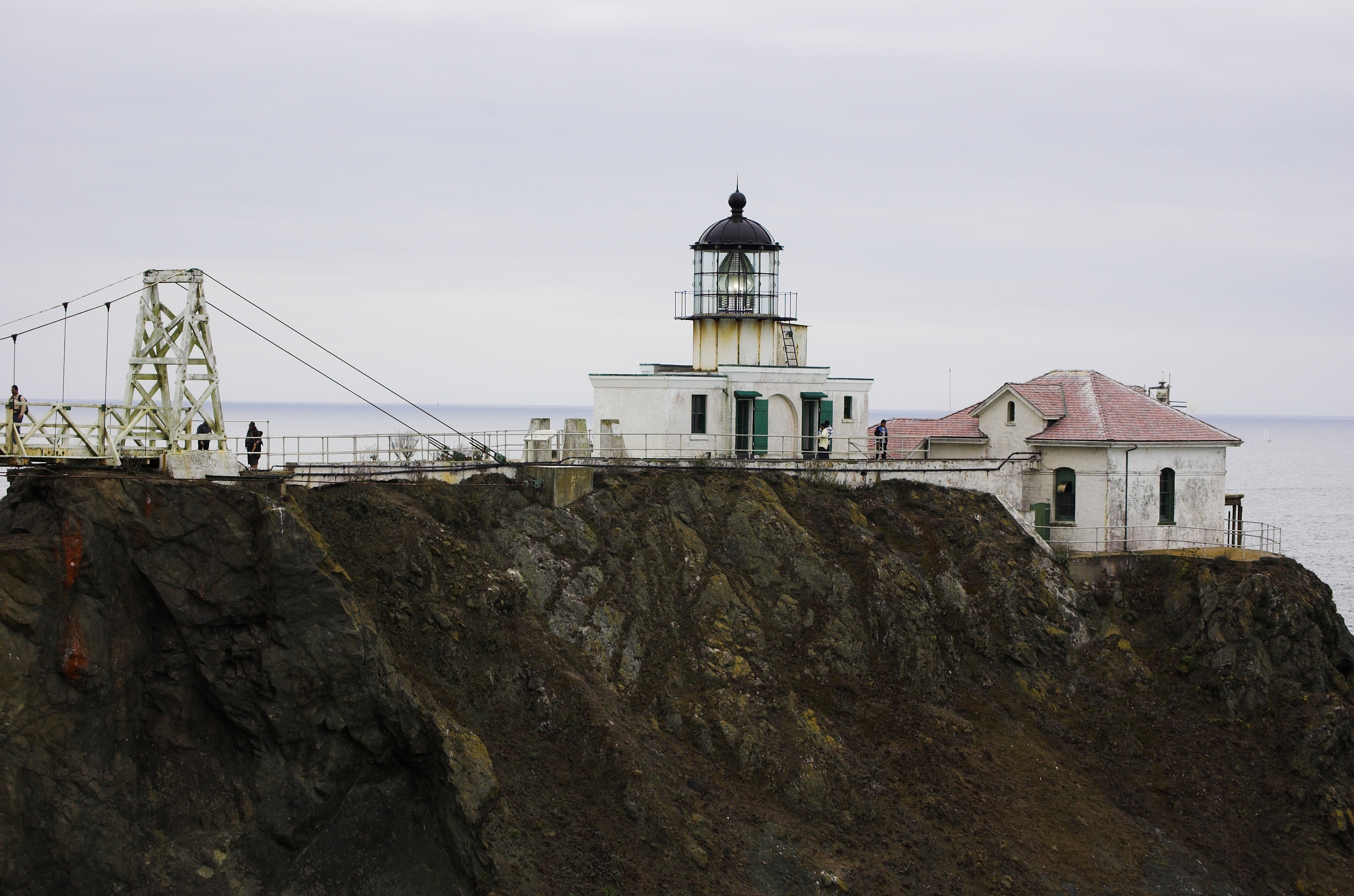 Point Bonita Light.  The end of the suspension bridge, which provides access to the lighthouse, is visible on the left side of the photo.
Photo taken by me, Joshua Thompson.