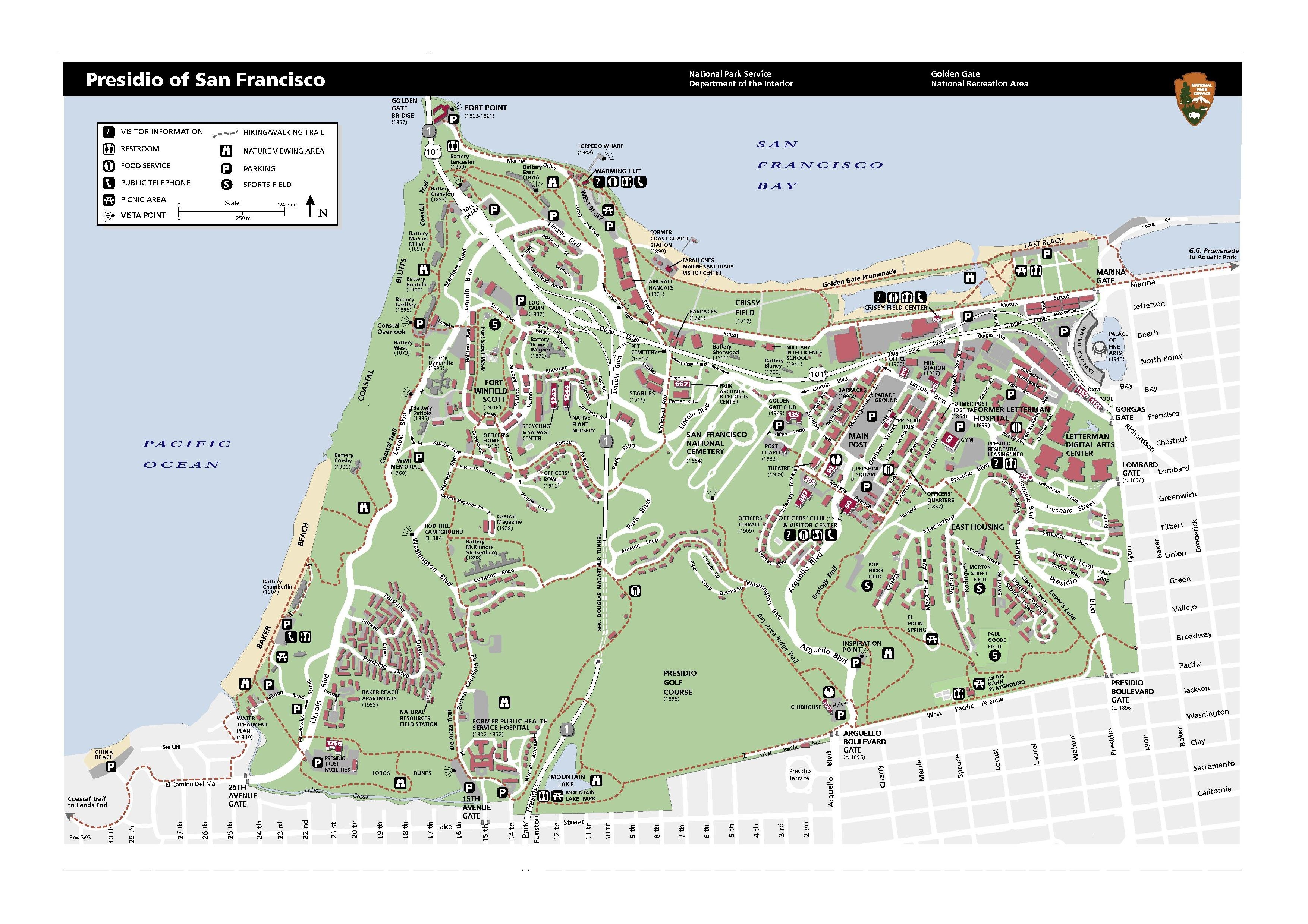 Official map of the Presidio of San Francisco. 

Operated by the National Park Service.