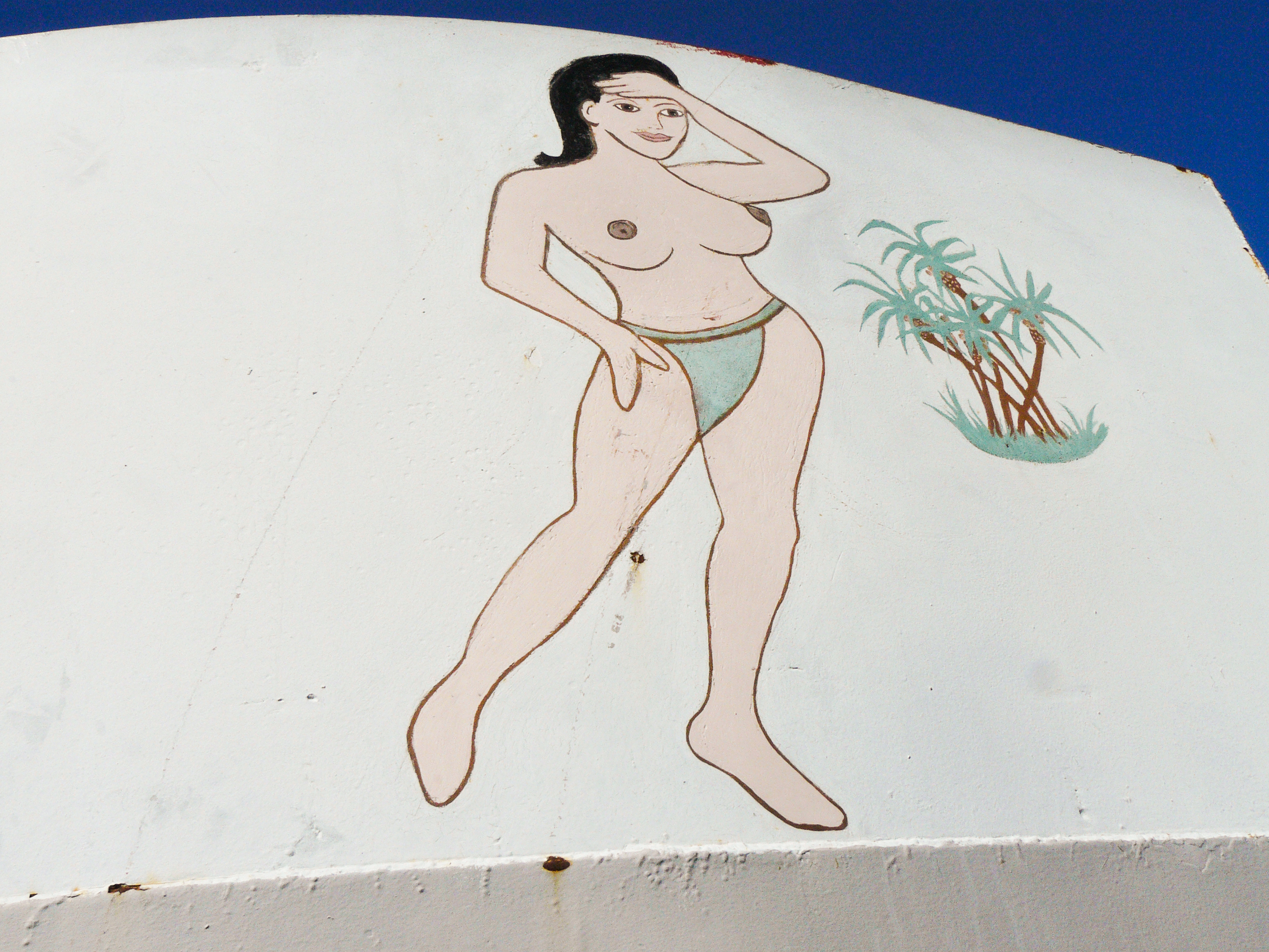 One of two historic pinup murals painted aboard the SS Jeremiah O'Brien.