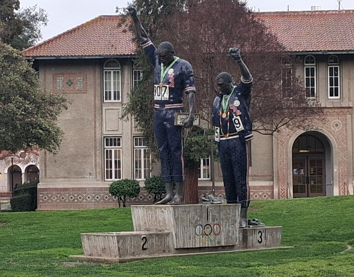 Statue of Victory Salute done by Tommie Smith &amp; John Carlos