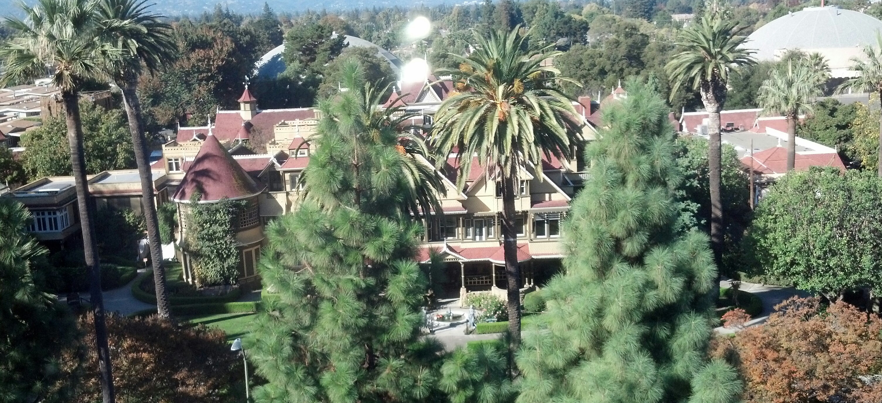 The Winchester Mystery House, as seen from a nearby high rise, the Belmost Living of San Jose Senior Housing. Photo by Jim Heaphy.