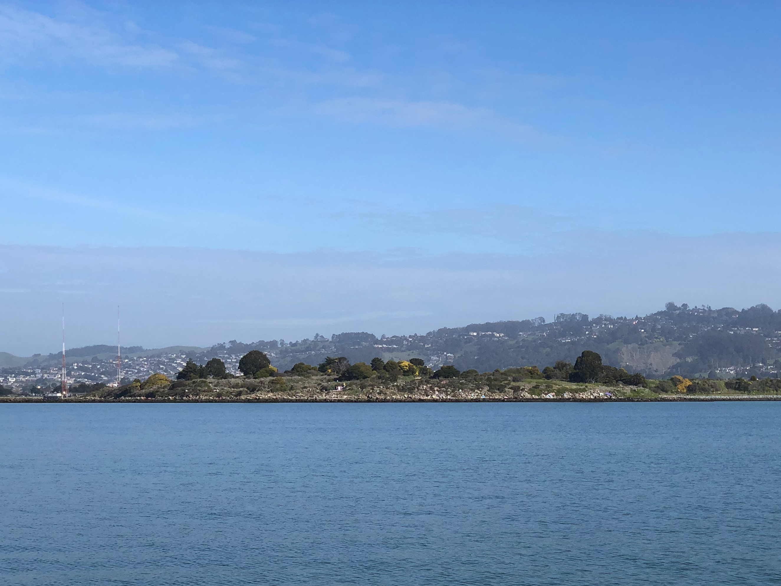 The Albany Bulb in San Francisco Bay, part of the City of Albany, seen from the bay