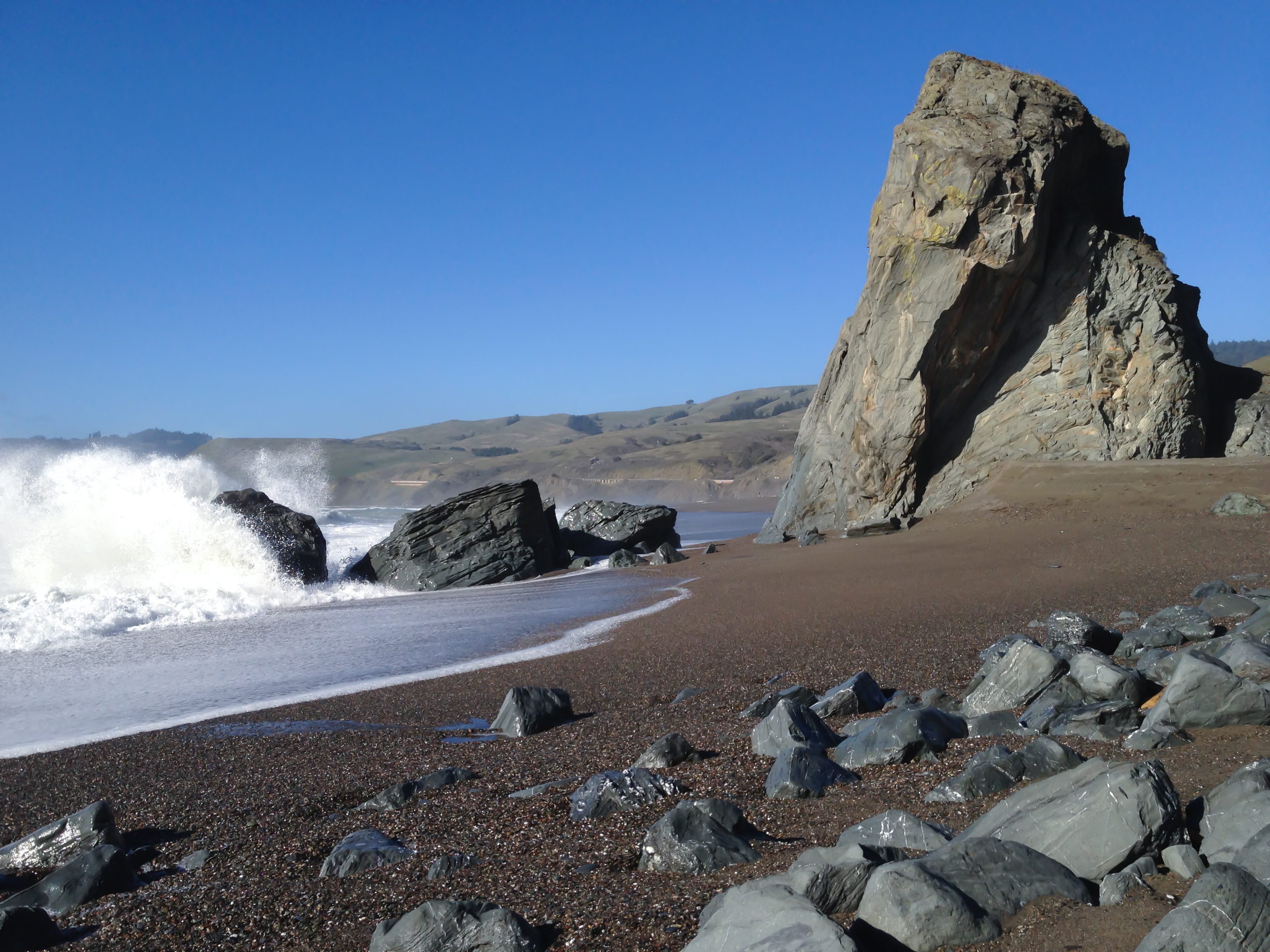 Surf and rocks at Goat Rock Beach, Sonoma County, California.
