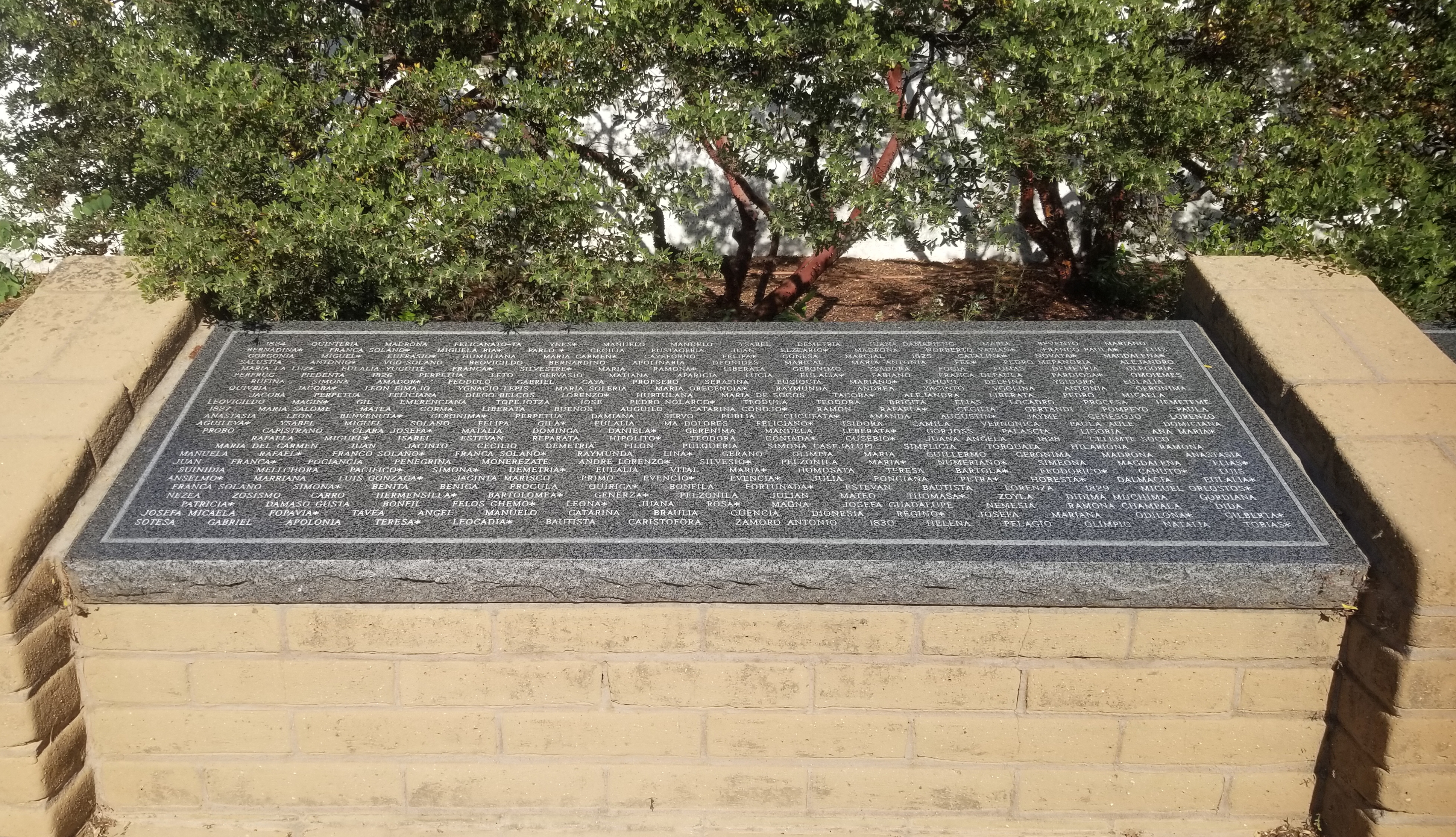 Memorial to members of the Coast Miwok, Patwin, Wappo, and Pomo tribes, Mission San Francisco Solano, Sonoma, California