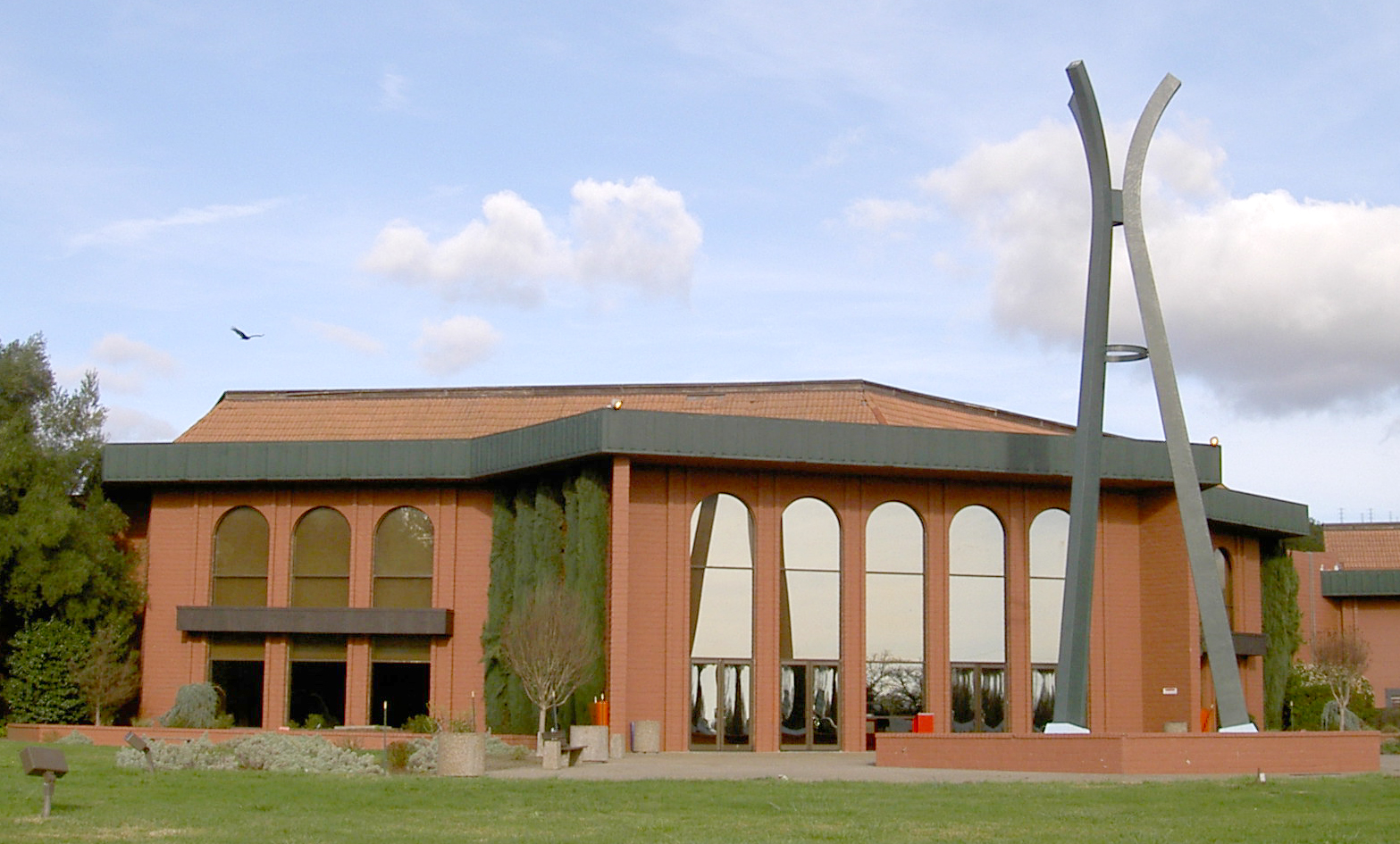 the Wells Fargo Center for the Arts (formerly the Luther Burbank Center) north of Santa Rosa, looking east from