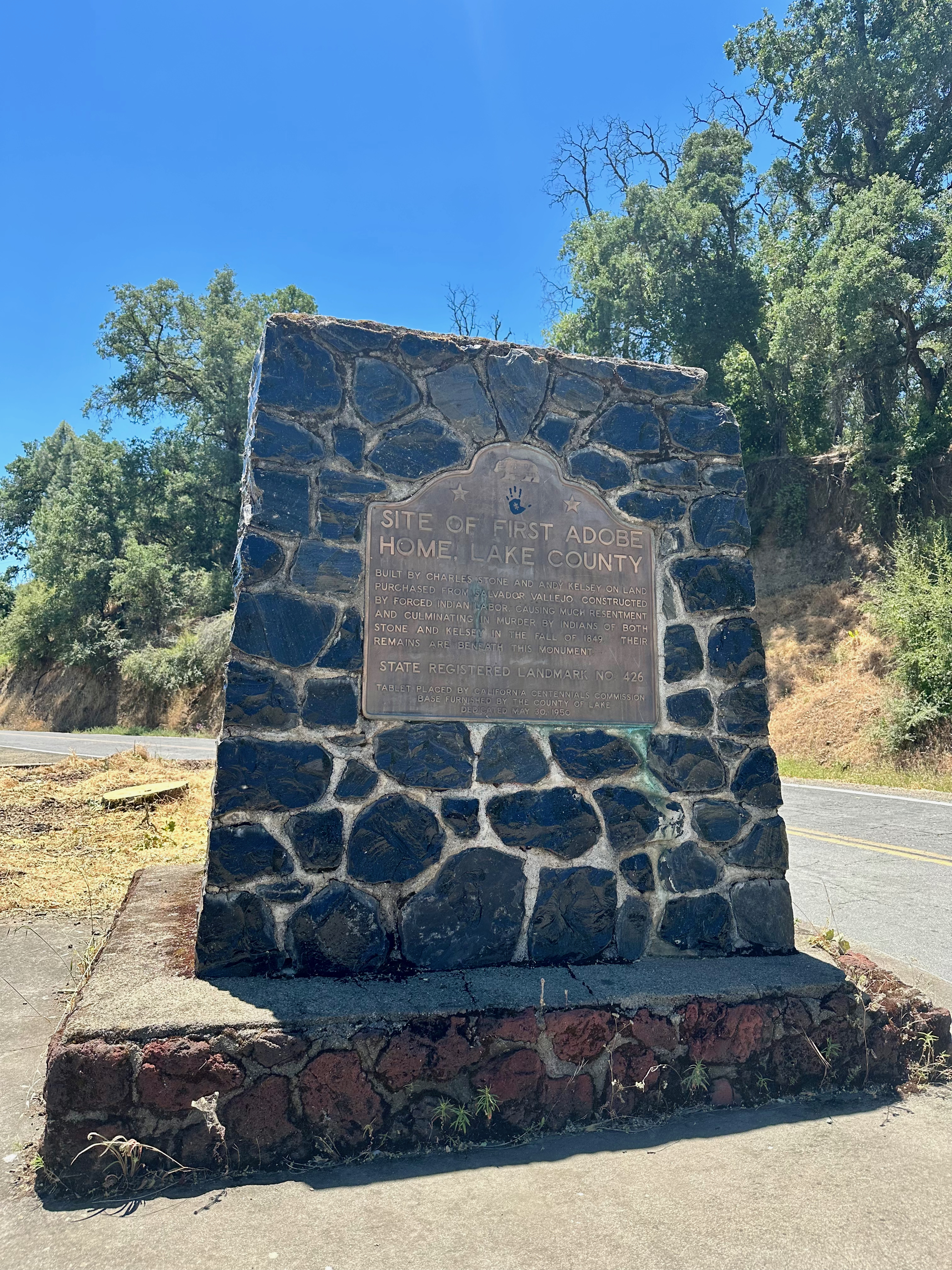 California Historical Landmark No 426: Site of First Adobe Home, Lake County