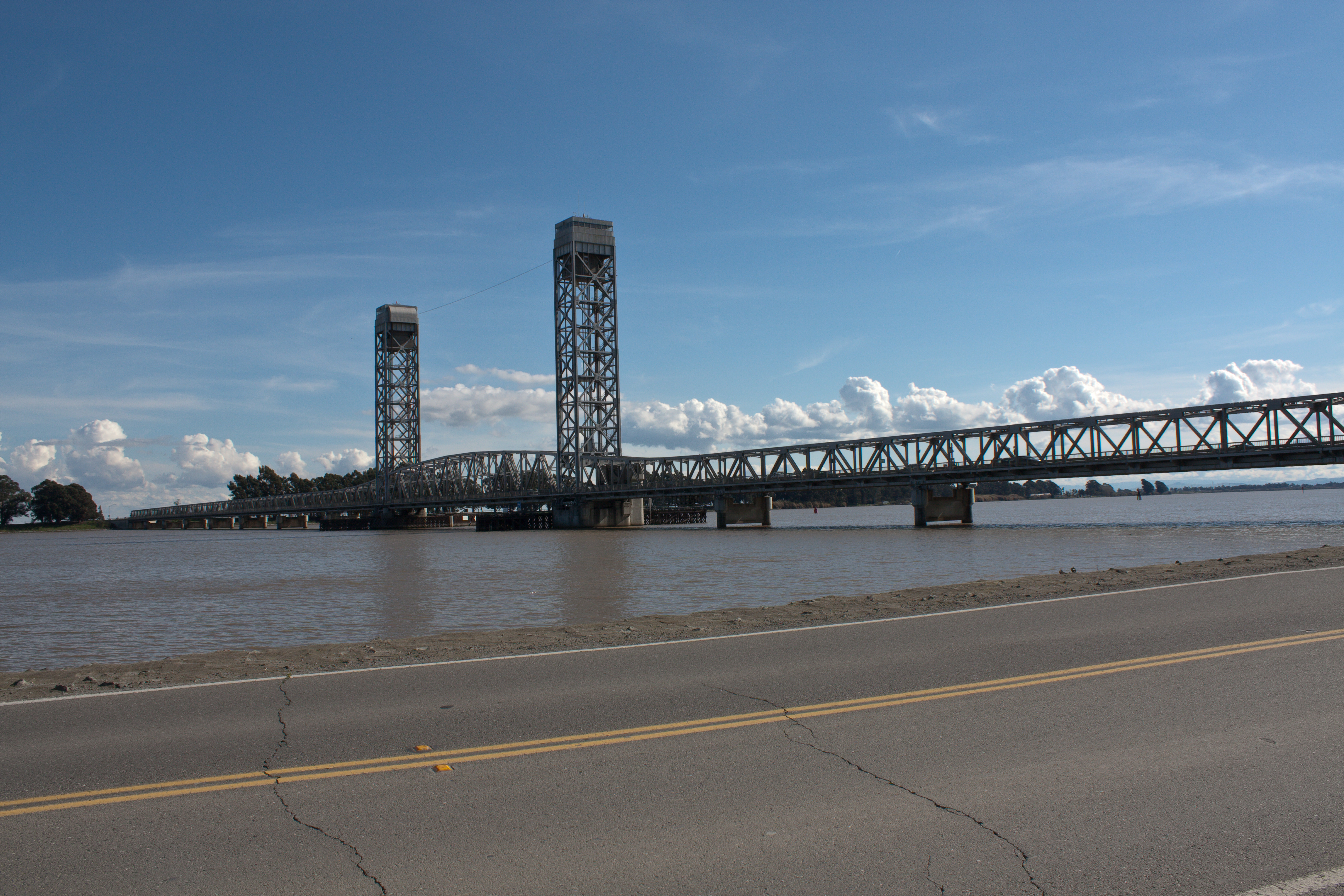 The bridge across the Sacramento River at Rio Vista, California.