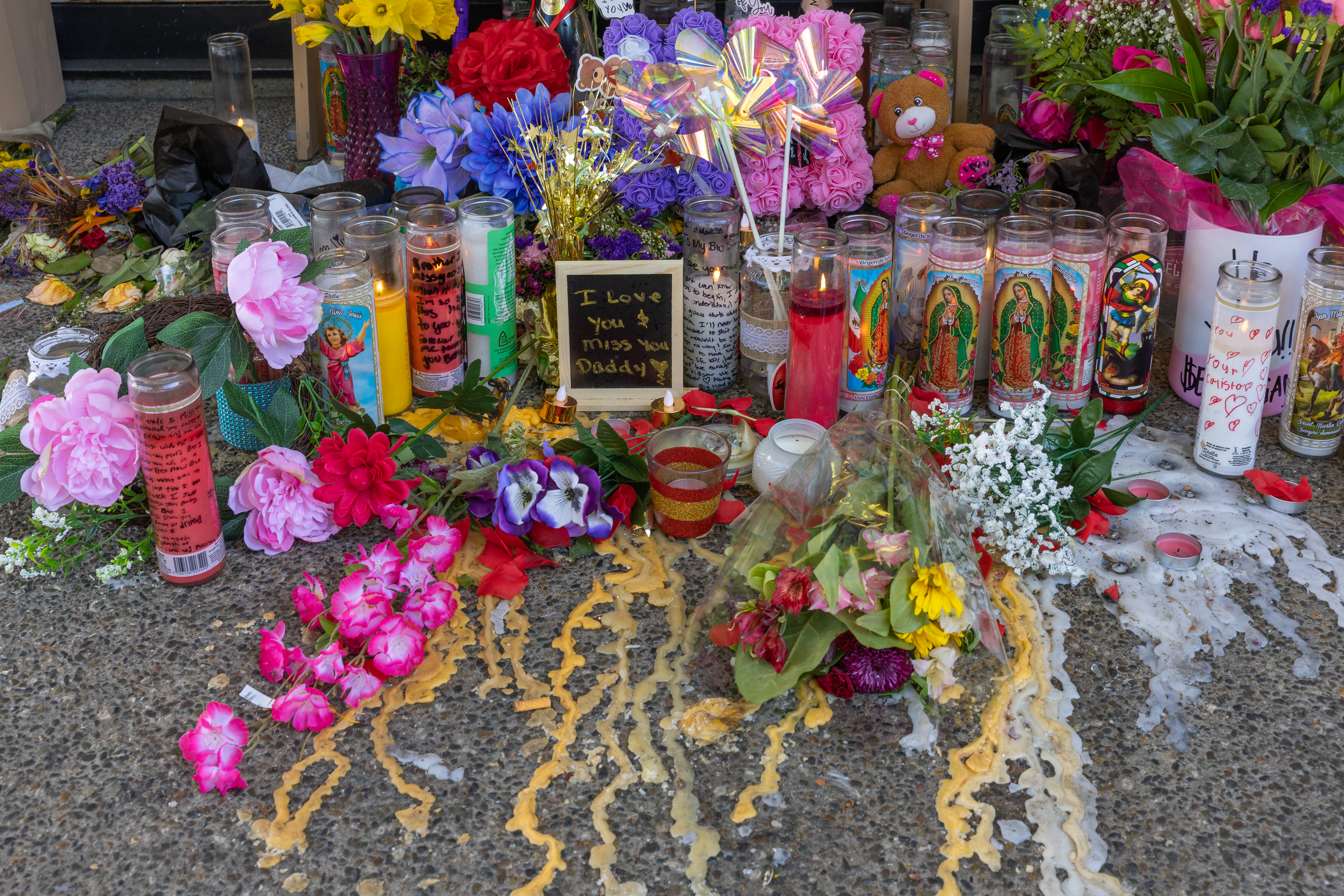 Remembrance of the 2022 Sacramento shooting on the corner of K Street and 10th