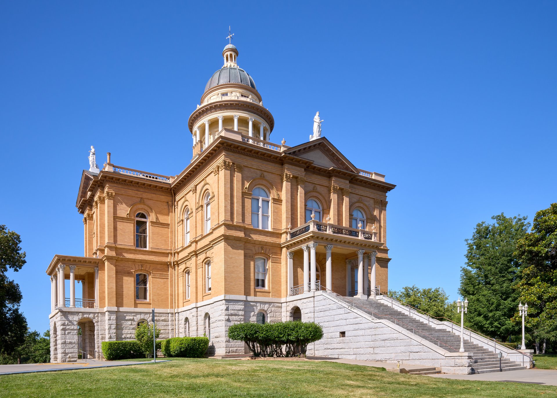 The historic Placer County Courthouse in Auburn, California, on the morning of June 22, 2025. The building was dedicated on July 4, 1898, and contributes to the Old Auburn Historic District, which was added to the National Register of Historic Places in 1970.