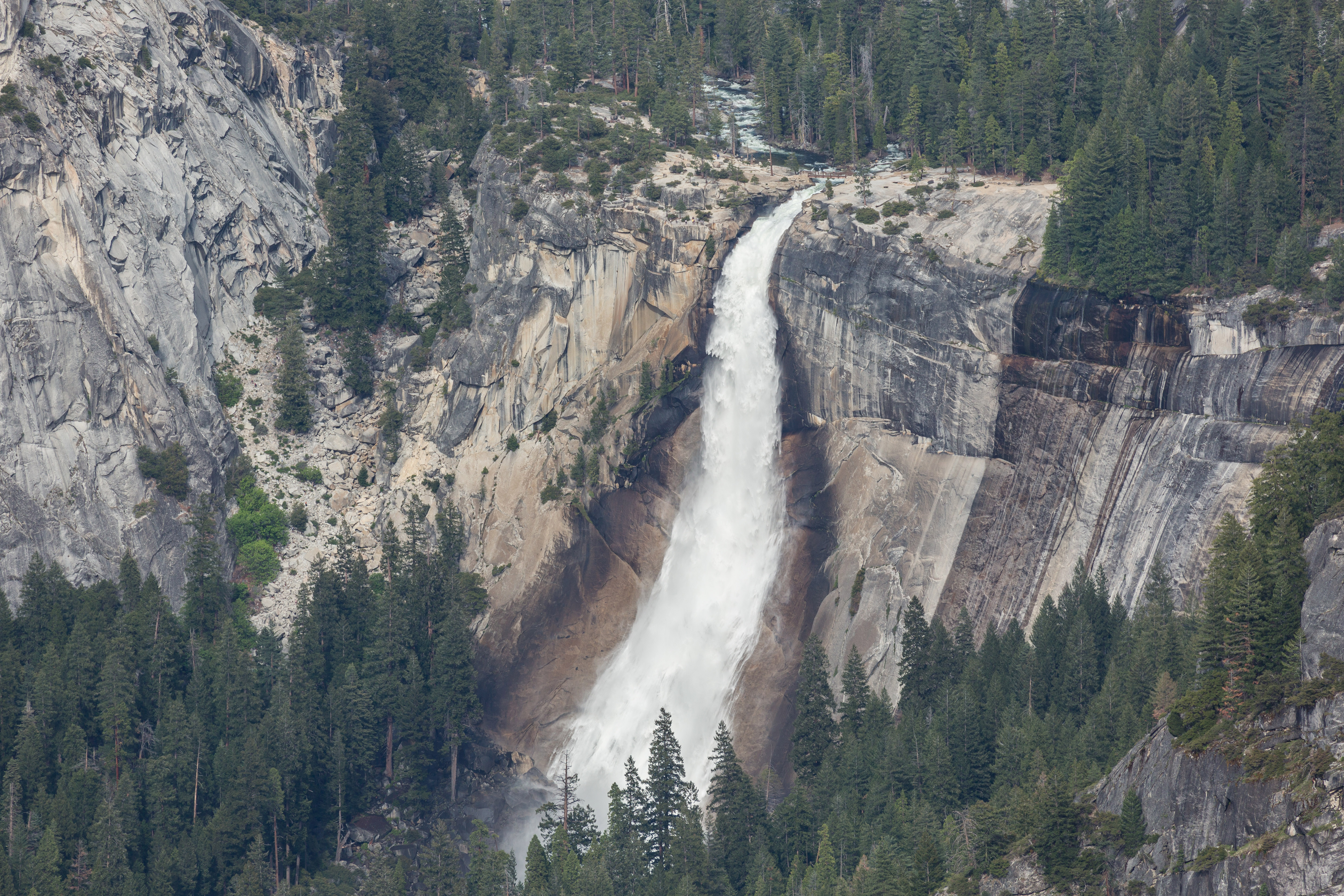 Nevada Fall as viewed from the Glacier Point lookout in Yosemite National Park, California, United States.
