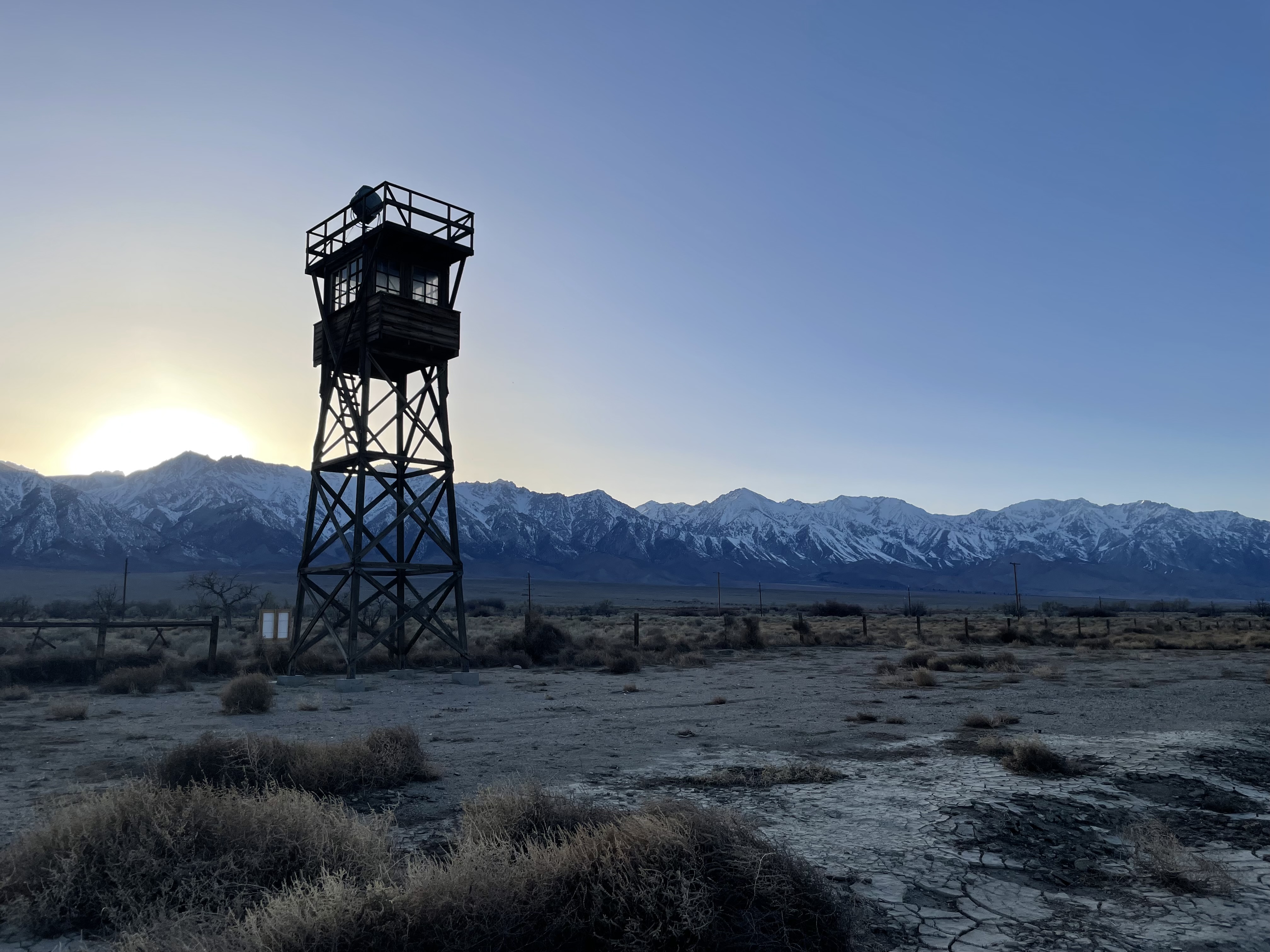 Watchtower at Sunset, Manzanar National Historic Site, March 2024.