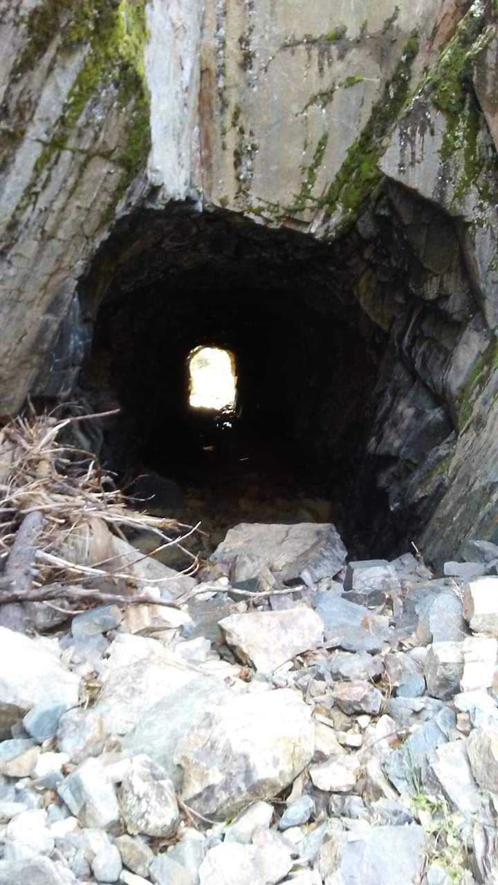 This hole was used to divert the water in the slate creek for gold mining. This is located off of st louis road La Porte California
