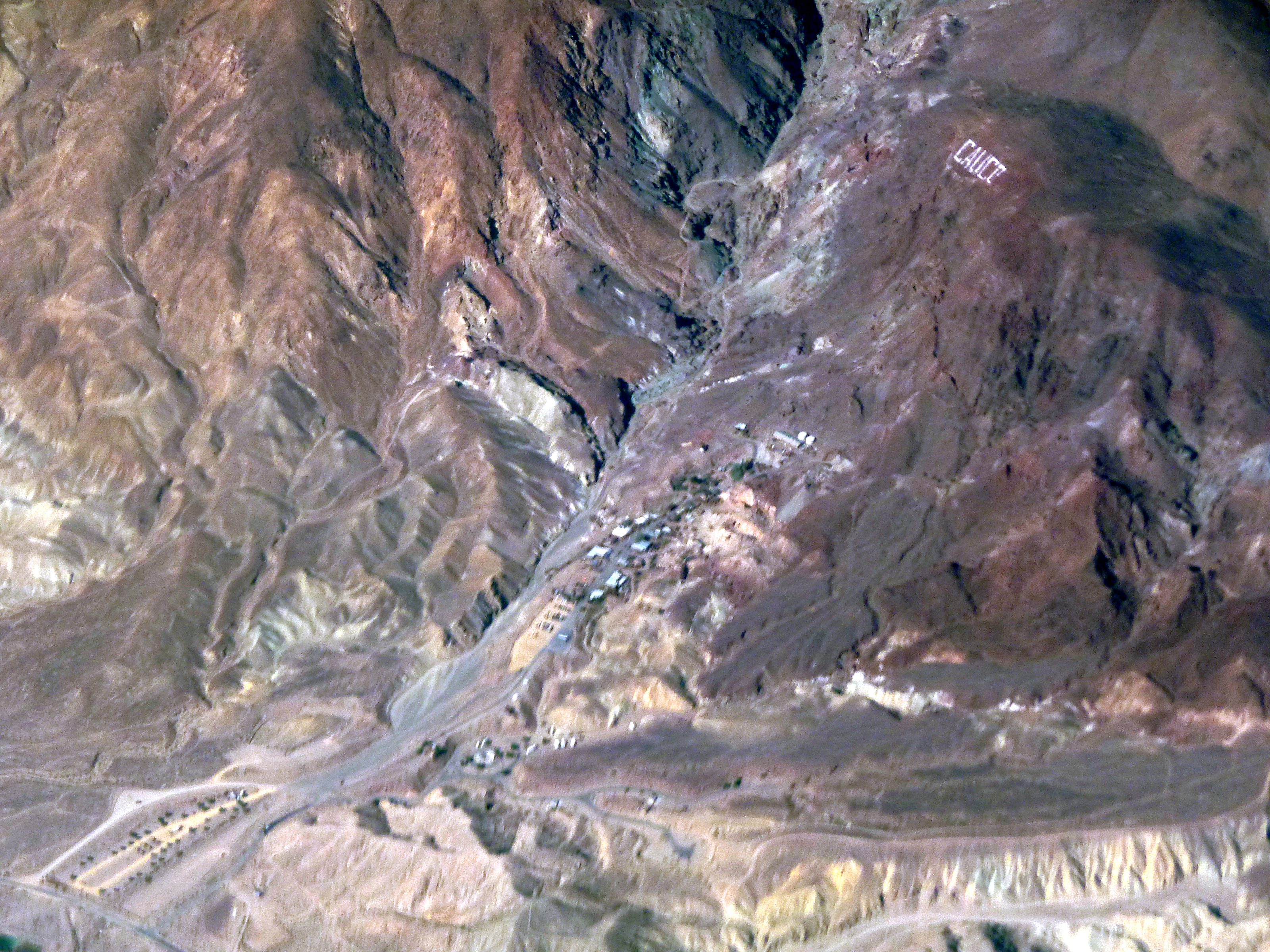 Aerial of Calico Ghost Town and Calico, Mojave Desert - California, USA.