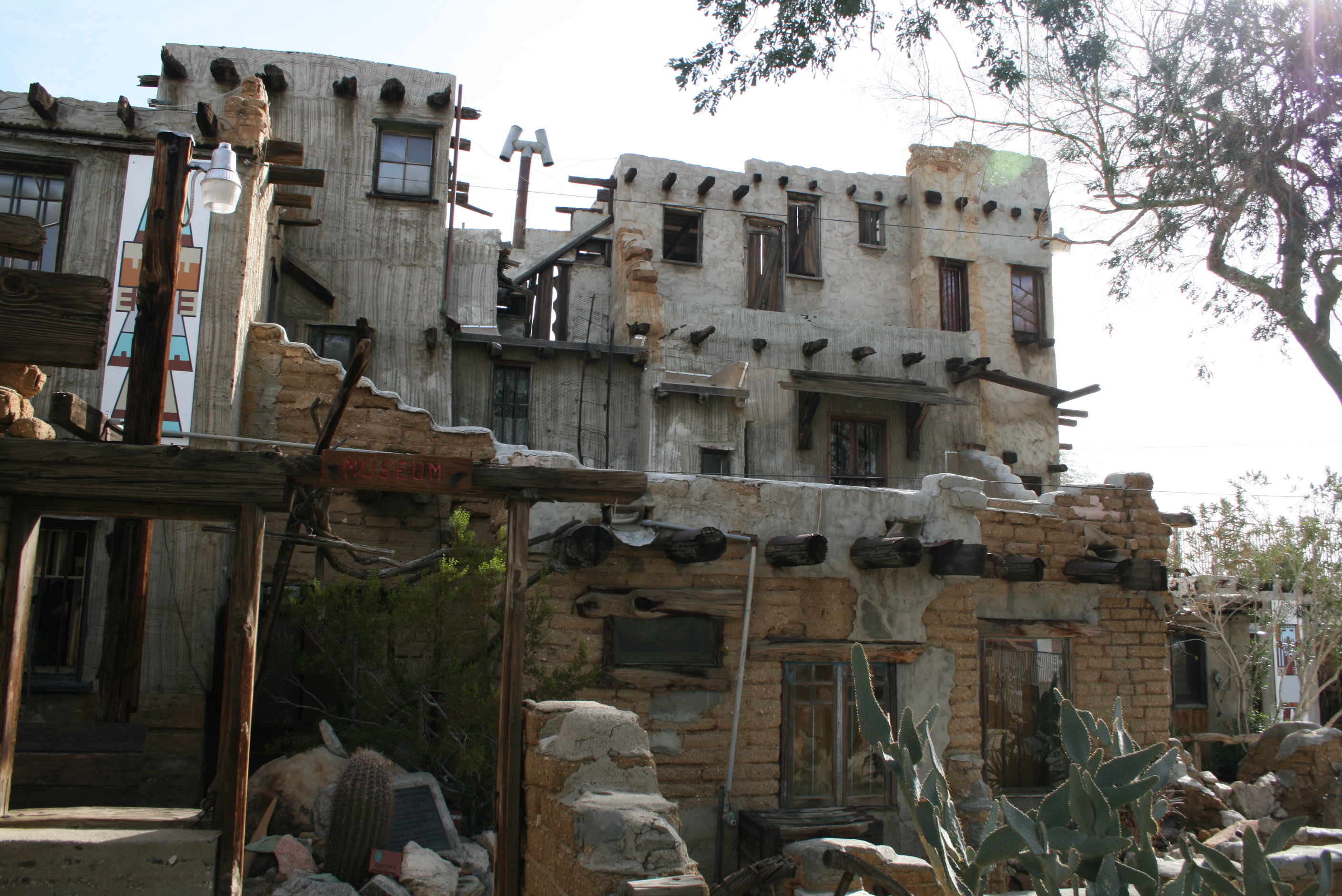 Cabot's Pueblo Museum in Desert Hot Springs, California.  The house is a large, Hopi-style pueblo built over a period of 24 years by homesteader Cabot Yerxa.