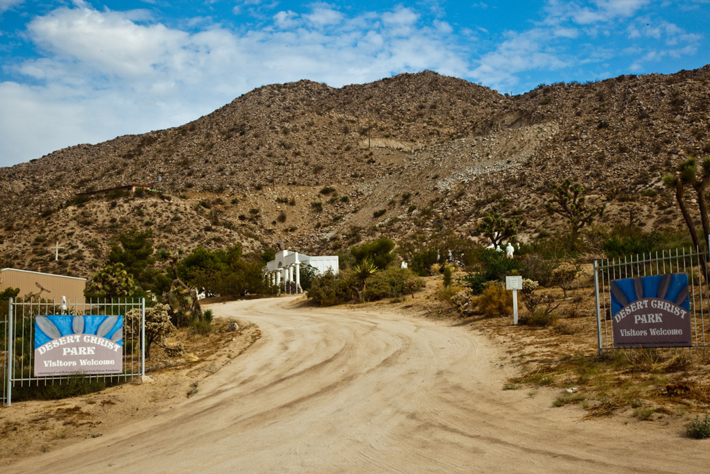 The entrance of Desert Christ Park, in Yucca Valley, CA.