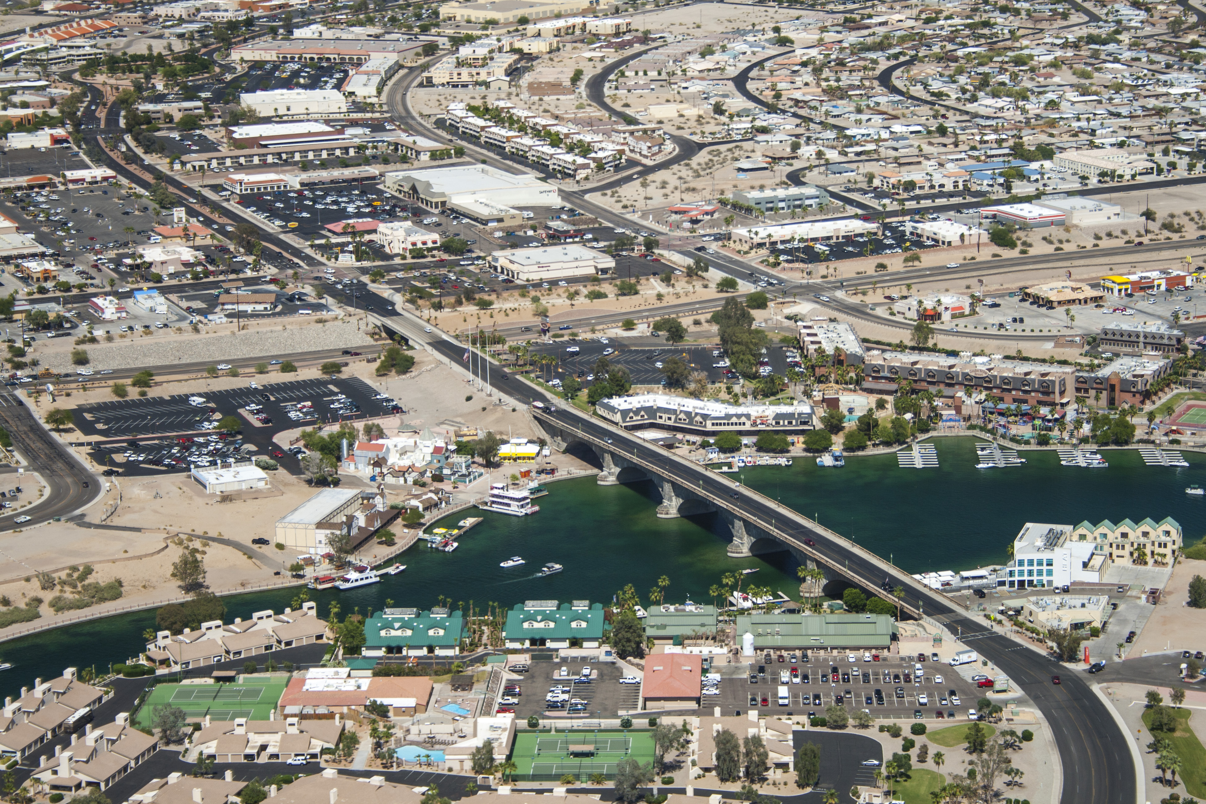 Aerial photo of London Bridge in Lake Havasu City.
