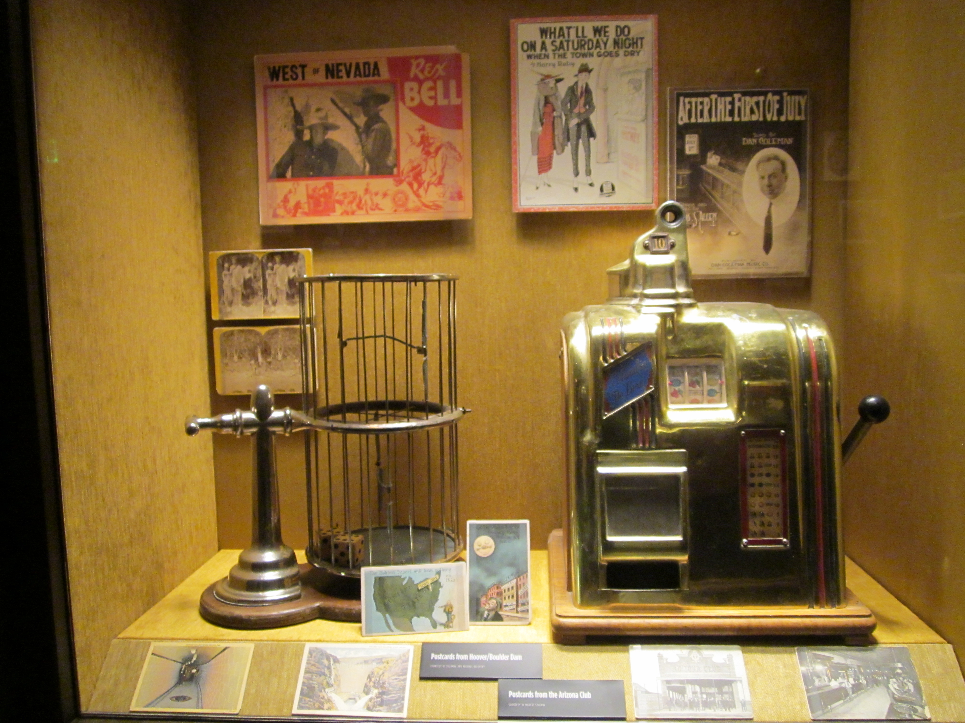 Mob Museum exhibit showing an early slot machine.