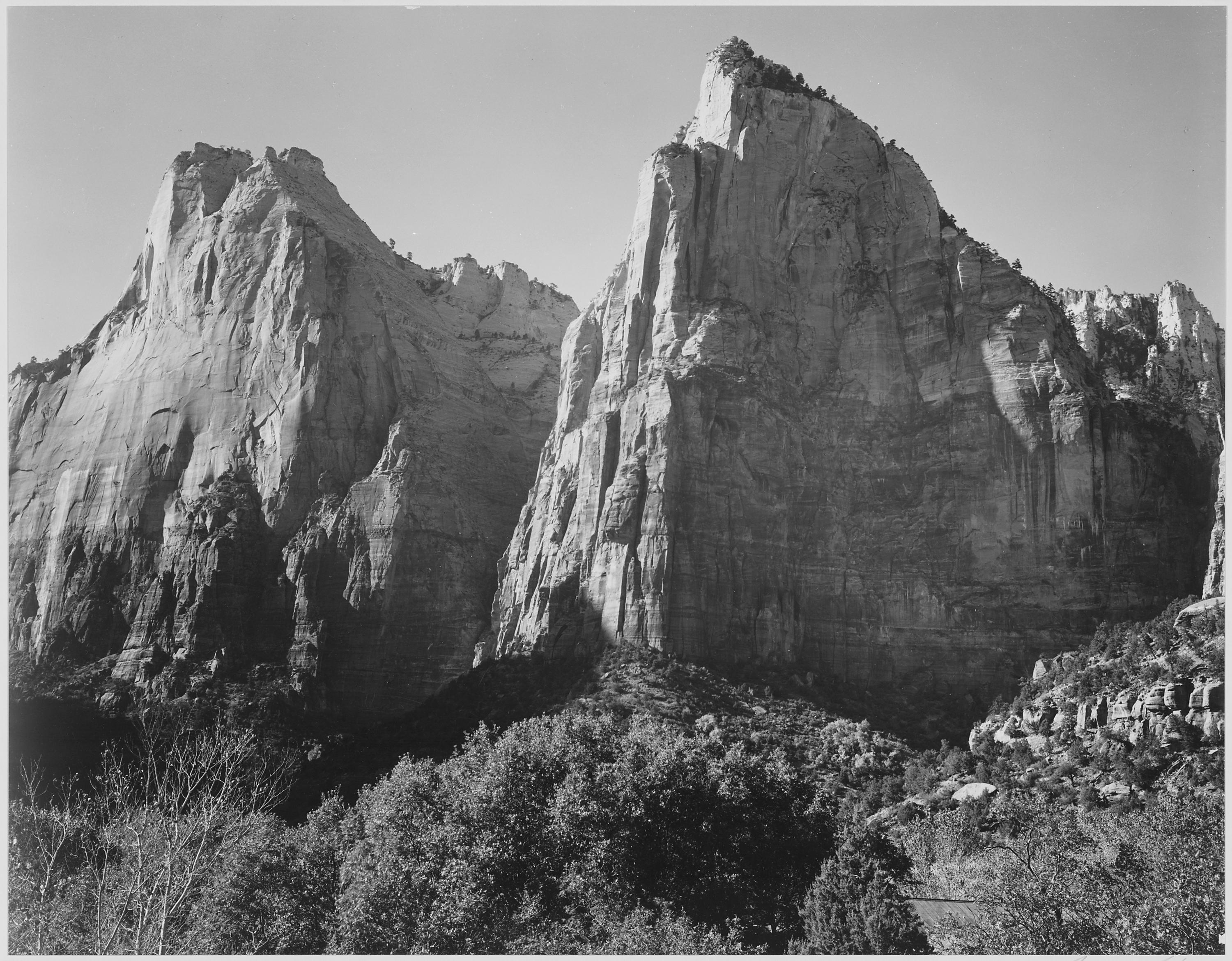 "Court of the Patriarchs, Zion National Park," Utah;
From the series Ansel Adams Photographs of National Parks and Monuments, compiled 1941 - 1942, documenting the period ca. 1933 - 1942.