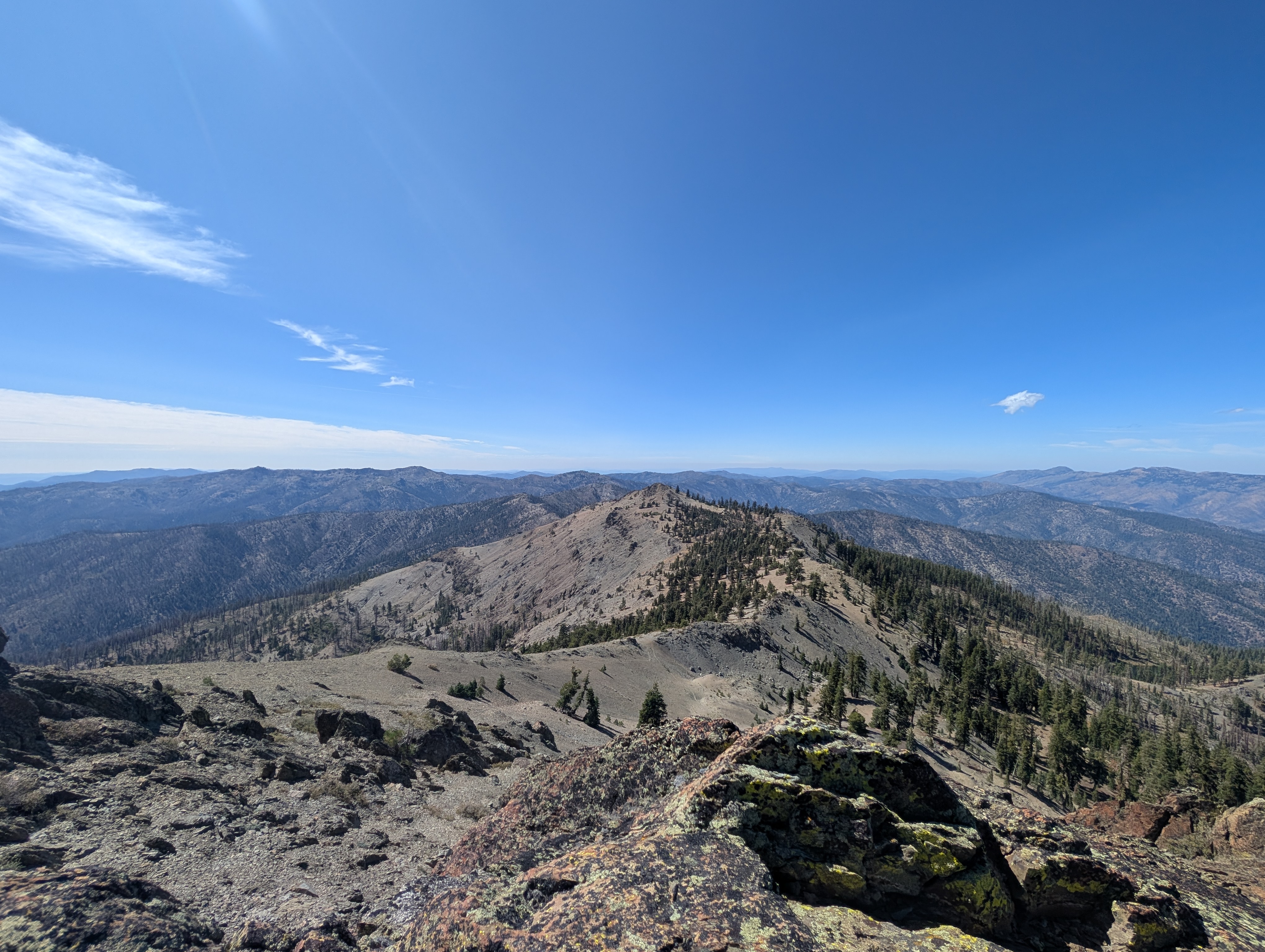 A view looking West along the ridge of Mount Linn from its highest peak, South Yolla Bolly
