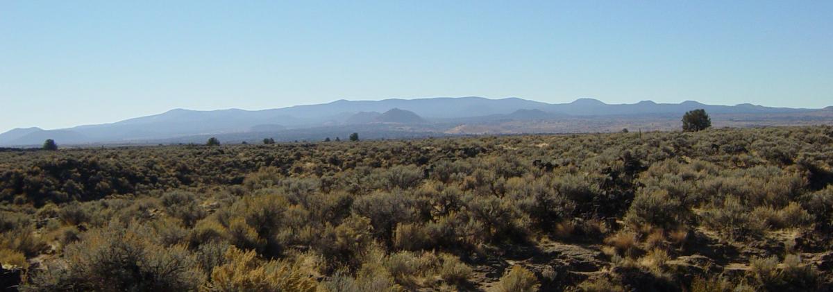 Medicine Lake Volcano from Captain Jack's Stronghold in Lava Beds National Monument.