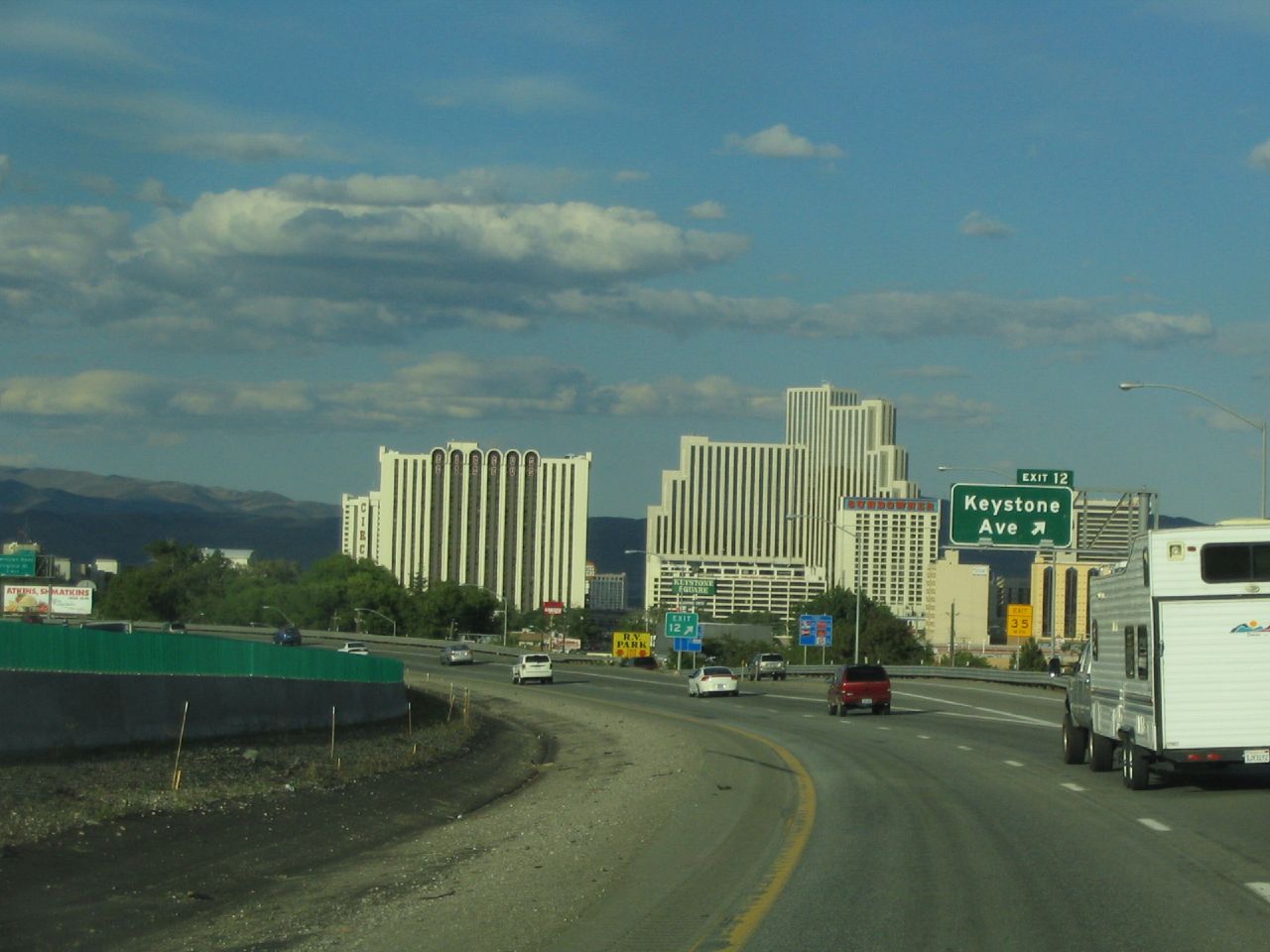 Reno is a city in the US state of Nevada. Known as "The Biggest Little City in the World", Reno is famous for its casinos and as the birthplace of Caesars Entertainment Corporation. The city is situated in the northwestern part of the state and is the county seat of Washoe County. Reno is the most populous Nevada city outside of the Las Vegas metropolitan area. As of the 2010 census, the city had a population of 225,221 making it the fourth most populous city in the state after Las Vegas, Henderson, and North Las Vegas. The city sits in a high desert at the foot of the Sierra Nevada and its downtown area (along with Sparks) occupies a valley informally known as the Truckee Meadows.
Reno is part of the Reno–Sparks metropolitan area which consists of all of both Washoe and Storey counties and has a 2013 estimated population of 437,673. making it the second largest metropolitan area in Nevada.
en.wikipedia.org/wiki/Reno,_Nevada

en.wikipedia.org/wiki/Wikipedia:Text_of_Creative_Commons_...