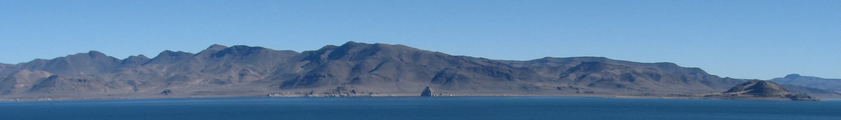 Pyramid Lake is the geographic sink of the Truckee River Basin, 40 mi (64 km) northeast of Reno. Pyramid Lake is fed by the Truckee River, which is mostly the outflow from Lake Tahoe. The Truckee River enters Pyramid Lake at its southern end. Pyramid Lake has no outlet, with water leaving only by evaporation, or sub-surface seepage (an endorheic lake). The lake has about 10% of the area of the Great Salt Lake, but it has about 25% more volume. The salinity is approximately 1/6 that of sea water. Although clear Lake Tahoe forms the headwaters that drain to Pyramid Lake, the Truckee River delivers more turbid waters to Pyramid Lake after traversing the steep Sierra terrain and collecting moderately high silt-loaded surface runoff.
A remnant of the Pleistocene Lake Lahontan (~890 feet deep), the lake area was inhabited by the 19th-century Paiute, who used the Tui chub and Lahontan cutthroat trout from the lake(the former is now endangered and the latter is threatened). The lake was first mapped in 1844 by John C. Frémont, the American discoverer of the lake who also gave it its English title.
In the 19th century two battles were fought near the lake, major actions in the Paiute War. In the 1960s a marker was placed commemorating these battles.
Because of water diversion beginning in 1905 by Derby Dam, the lake's existence was threatened, and the Paiute sued the Department of the Interior. By the mid-1970s, the lake had lost 80 feet of depth, and according to Paiute fisheries officials, the life of the lake was seriously under threat.
Pyramid Lake is located in southeastern Washoe County in western Nevada. It is in an elongated intermontane basin between the Lake Range on the east, the Virginia Mountains on the west and the Pah Rah Range on the southwest. The Fox Range and the Smoke Creek Desert lie to the north.
In a parallel basin to the east of the Lake Range is Winnemucca Lake now a dry lake bed. Prior to the construction of the Derby Dam in 1905 both lake levels stood at near 3,880 ft (1,180 m).[8] Following the dam completion the water levels dropped to 3,867 ft (1,179 m) and 3,853 ft (1,174 m) for Pyramid and Winnemucca respectively. In 1957 Pyramid Lake level was at 3,802 ft (1,159 m) and the dry Winnemucca Lake bed at 3,780 ft (1,150 m) had been dry since the 1930s.
The lake is the largest remnant of ancient Lake Lahontan that covered much of northwestern Nevada at the end of the last ice age. Pyramid Lake was the deepest point in Lake Lahontan, reaching an estimated 890 feet (270 m) due to its low level relative to the surrounding basins.
The name of the lake comes from the impressive cone or pyramid shaped tufa formations found in the lake and along the shores. The largest such formation, Anaho Island, is home to a large colony of American White Pelicans and is restricted for ecological reasons. Access to the Needles, another spectacular tufa formation at the northern end of the lake has also been restricted due to recent vandalism.
Major fish species include the cui-ui lakesucker, which is endemic to Pyramid Lake, the Tui chub and Lahontan cutthroat trout (the world record cutthroat trout was caught in Pyramid Lake). The former is endangered, and the latter is threatened. Both species were of critical importance to the Paiute people in pre-contact times.
en.wikipedia.org/wiki/Pyramid_Lake_(Nevada)

en.wikipedia.org/wiki/Wikipedia:Text_of_Creative_Commons_...