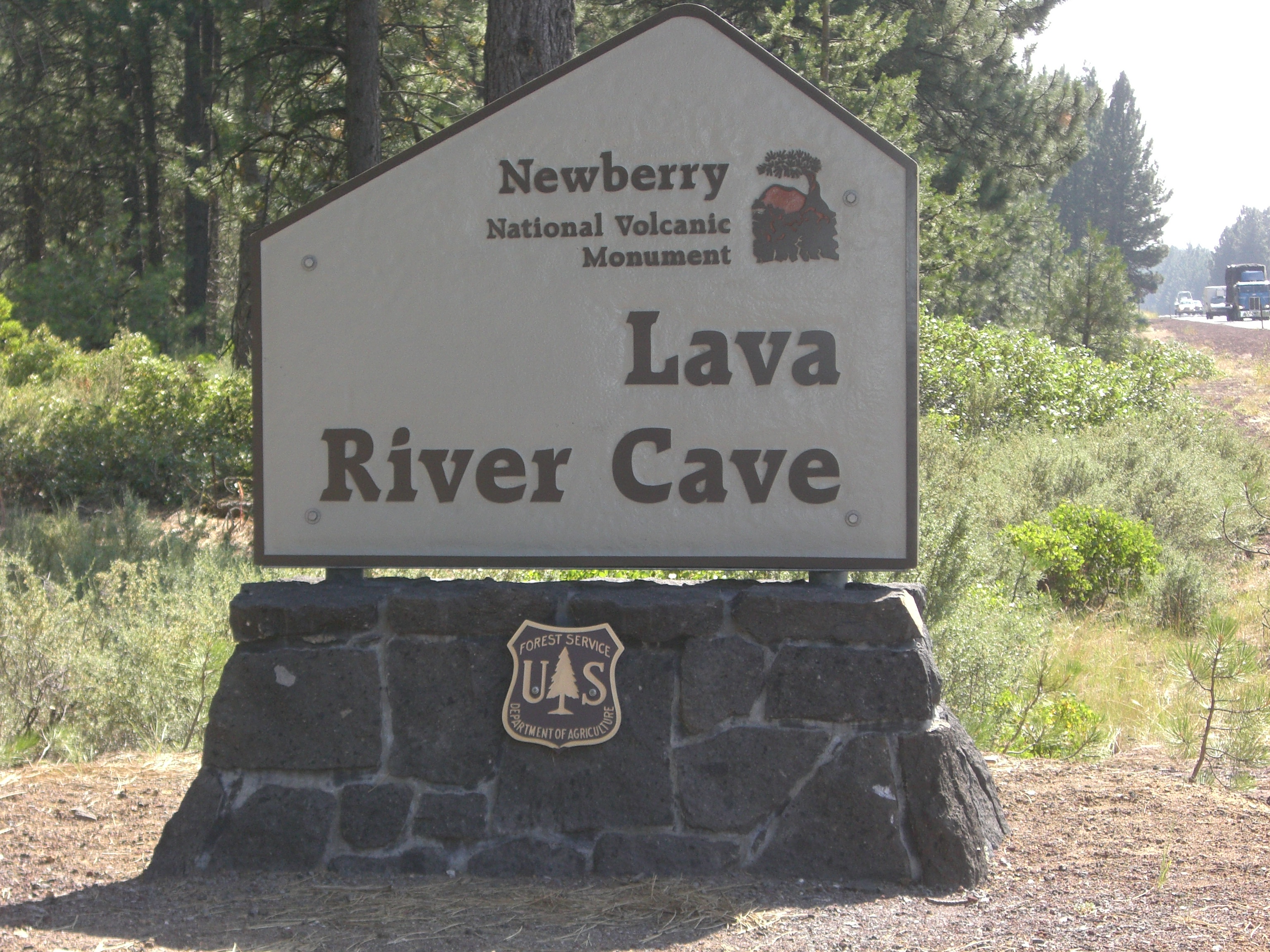 Lava River Cave sign near Bend, Oregon