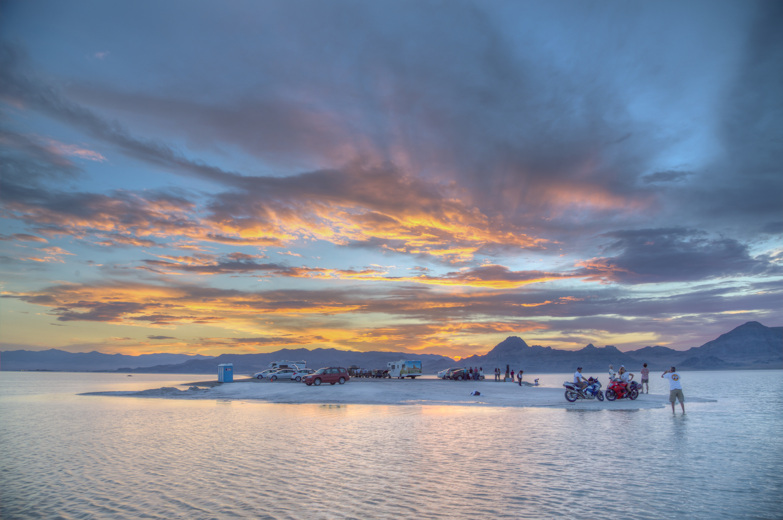 Managed by the BLM as an Area of Critical Environmental Concern and Special Recreation Management Area, the Bonneville Salt Flats are a 30,000 acre expanse of hard, white salt crust on the western edge of the Great Salt Lake basin in Utah. “Bonneville” is also on the National Register of Historic Landmarks because of its contribution to land speed racing. The salt flats are about 12 miles long and 5 miles wide with total area coverage of just over 46 square miles. Near the center of the salt, the crust is almost 5 feet thick in places, with the depth tapering off to less than 1 inch as you get to the edges. Total salt crust volume has been estimated at 147 million tons or 99 million cubic yards of salt!
The remote and rugged Bonneville Salt Flats serve as a fitting backdrop forIndependence Day, Pirates of the Caribbean: At World’s End, Con Air, The World’s Fastest Indian, Mulholland Falls, and many more films.
The BLM’s Bonneville Salt Flats also attracts amateur racers from all over the world for the annual SPEED WEEK, with timed speed events on 3 to 5 mile straightaway tracks. 
Learn more about the history of this unique location: on.doi.gov/1EuCmOU

Photo by Bob Wick, BLM