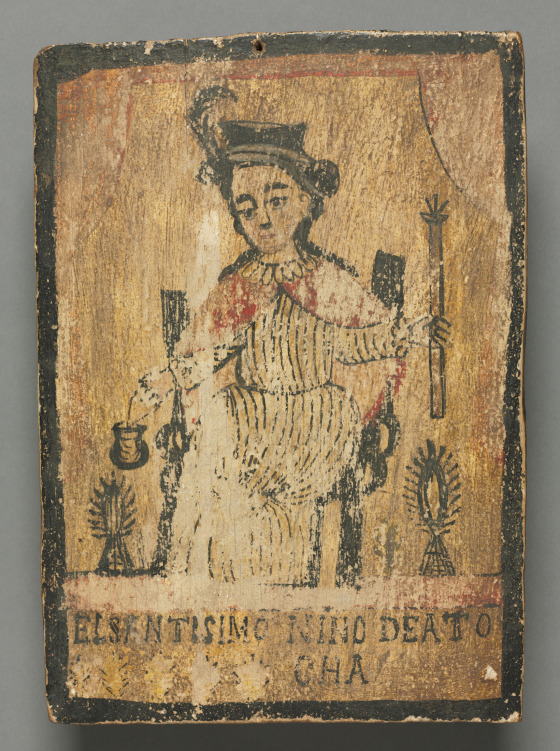 An oil on wood painting of the Holy Infant. Dating back to the 17th century, located in the Cleveland Museum of Art