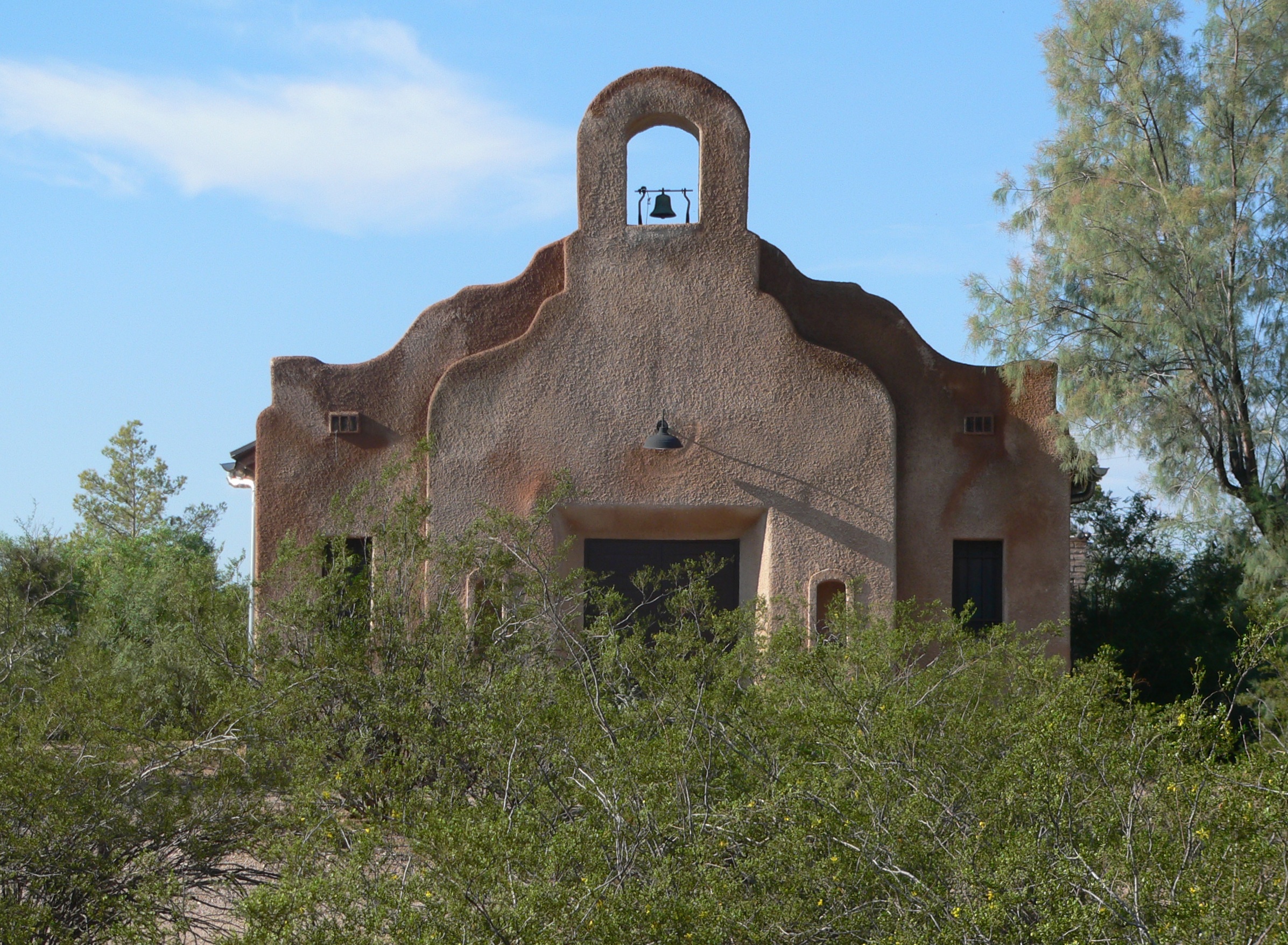San Pedro Chapel, located at 5230 E. Fort Lowell Road in Tucson, Arizona; seen from the north.
