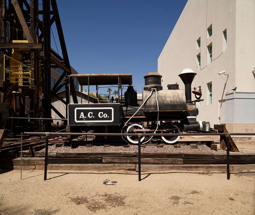 Old mining locomotive outside the Arizona Mining and Minerals Museum in Phoenix, Arizona.