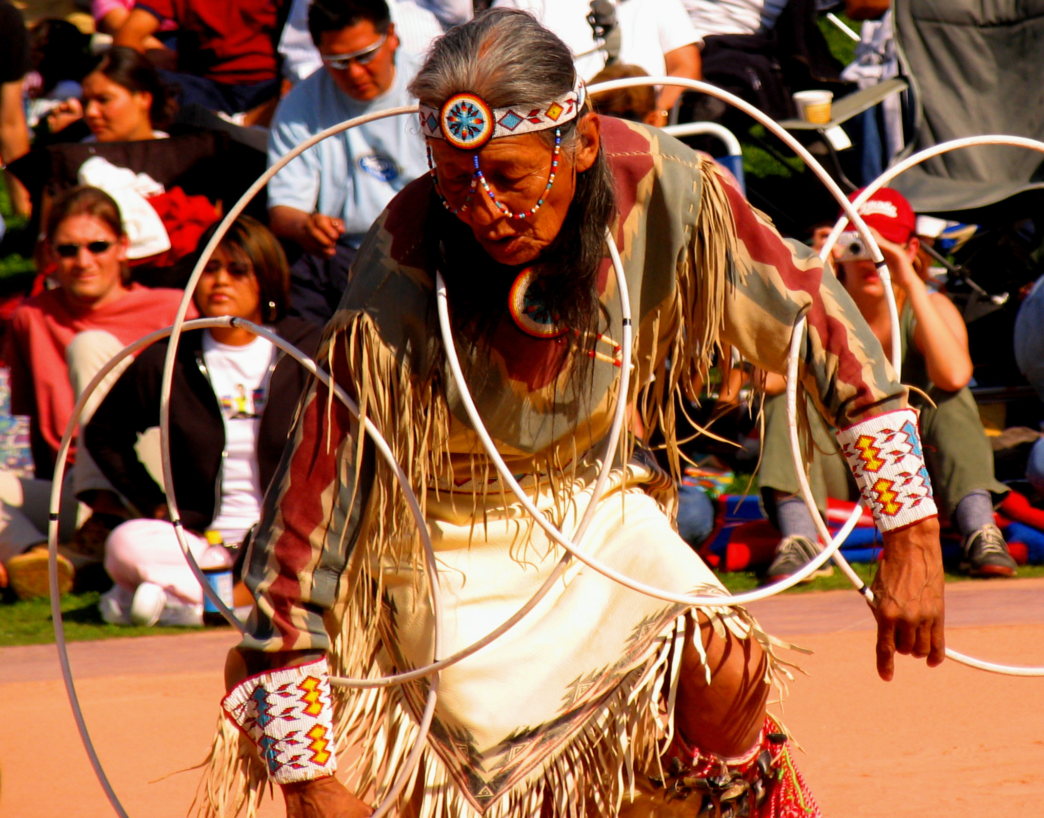 2005 World Hoop dance championship at the Heard Museum Phoenix AZ USAusing the Hoops