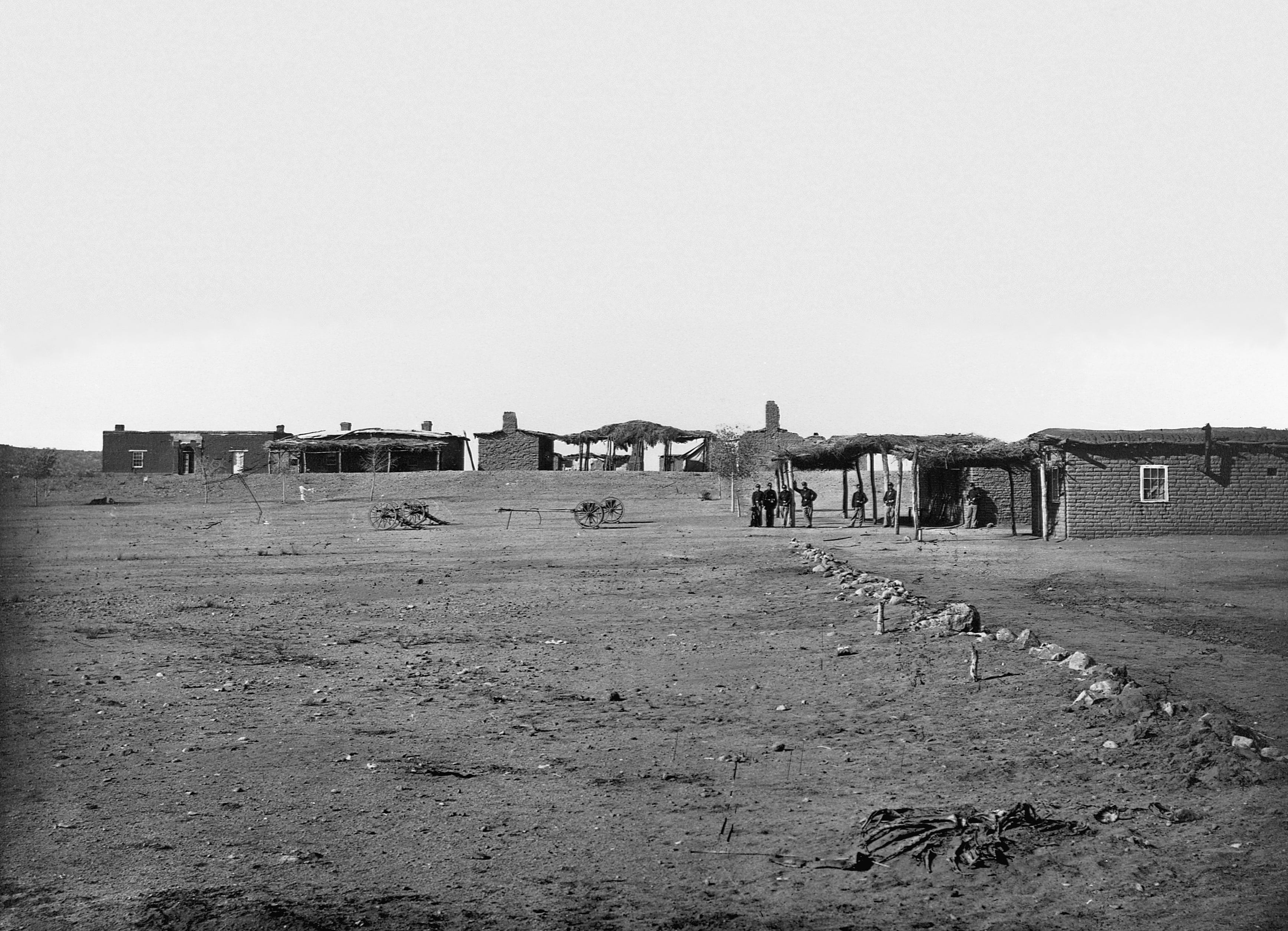 Photograph by John Karl Hillers showing Camp Grant, Arizona in 1870.