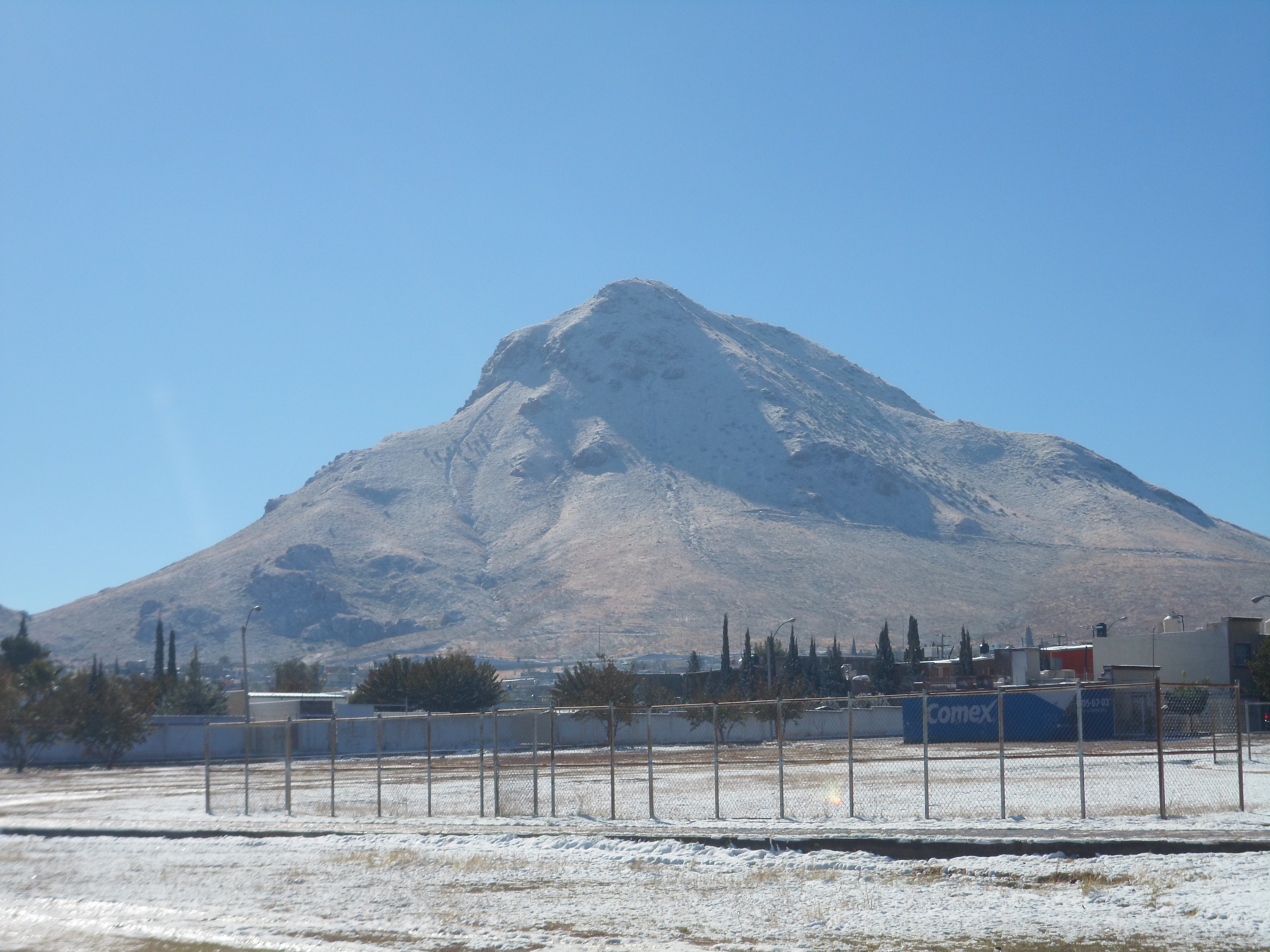 Snow in the Cerro Grande mountain in Chihuahua City