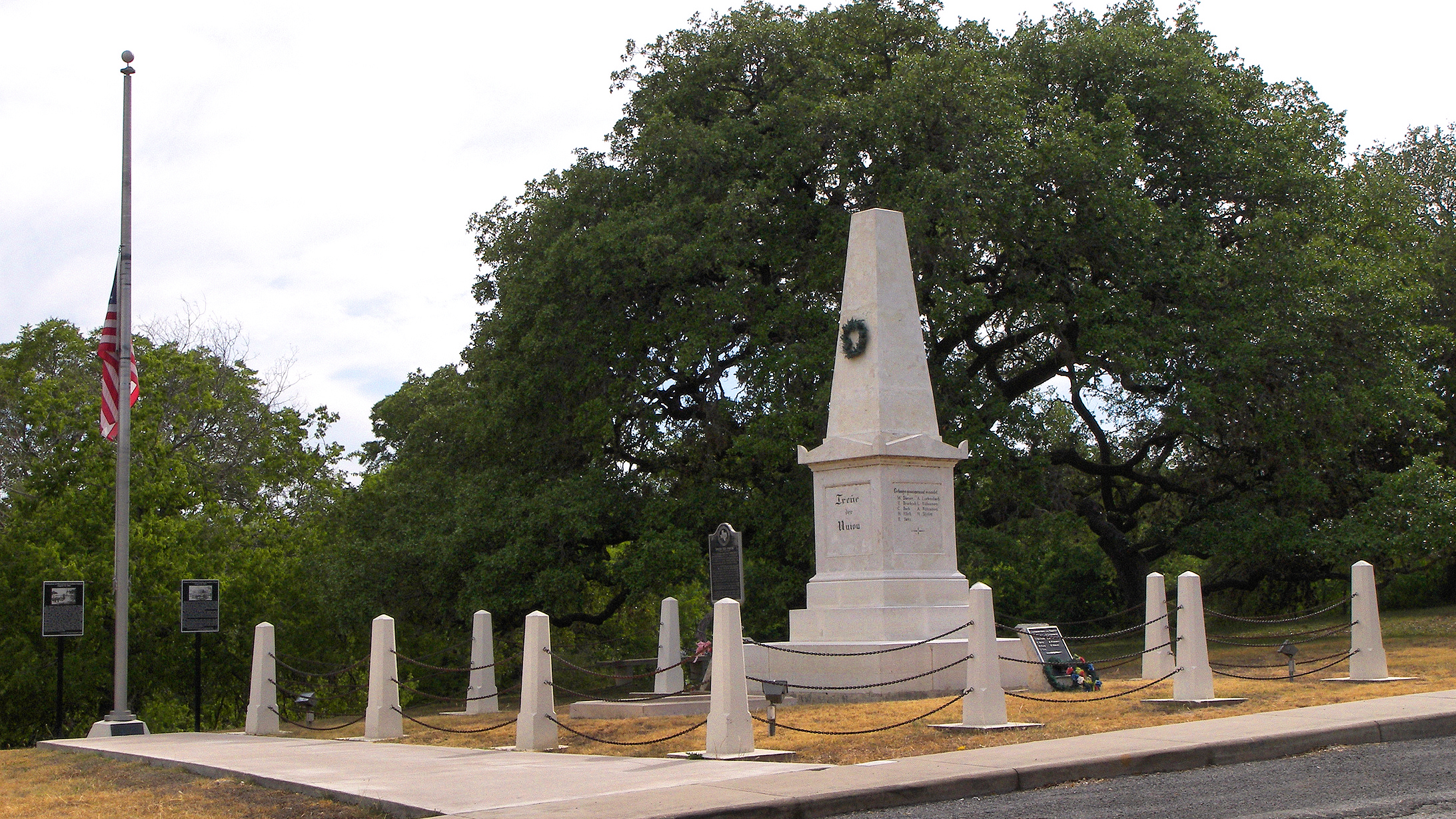 The Treue Der Union Monument in Comfort, Texas, United States. The monument was listed on the National Register of Historic Places on November 29, 1978.