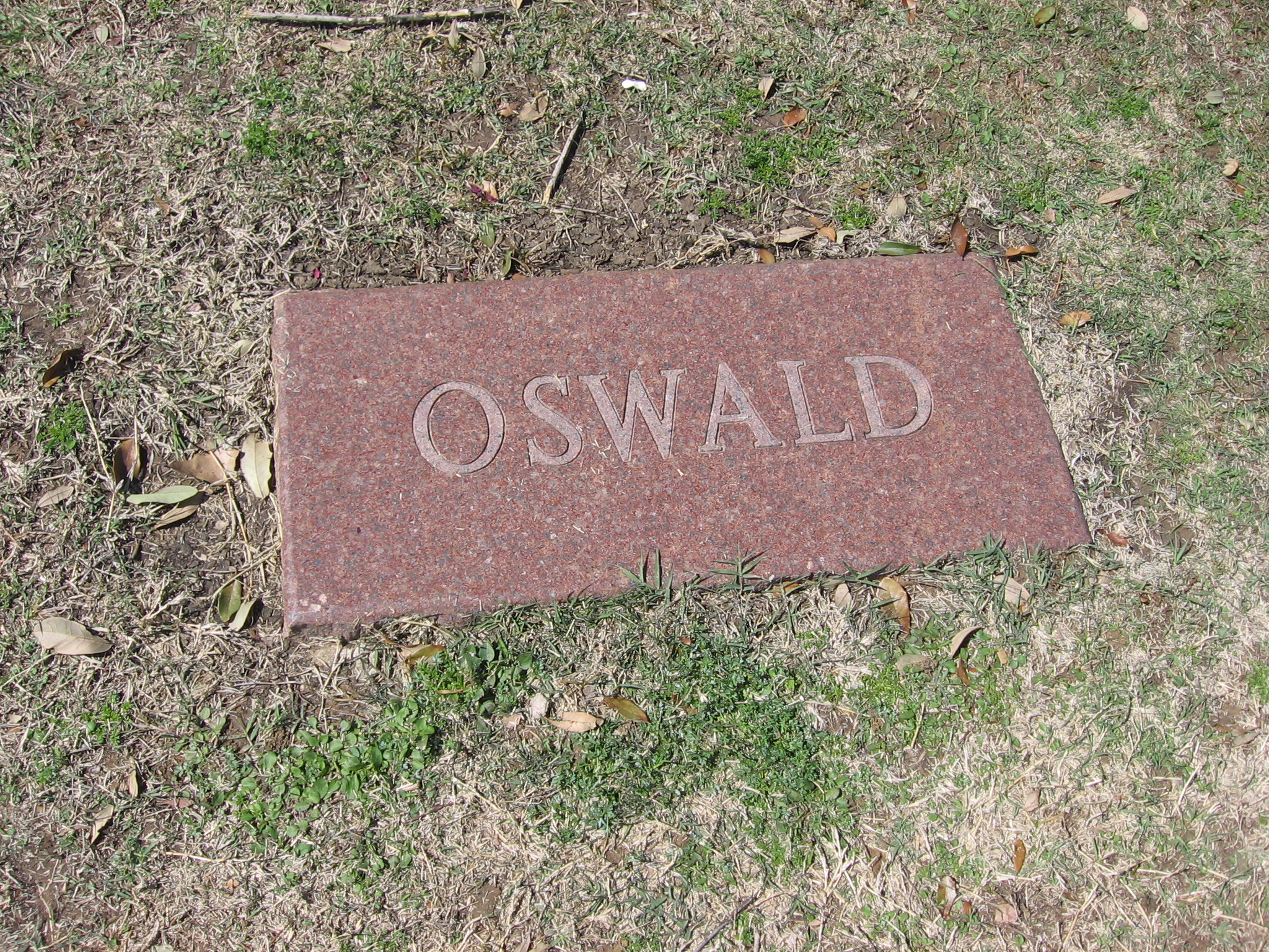 Grave of Lee Harvey Oswald at the Shannon Rose Hill Memorial Park in Fort Worth, Texas.