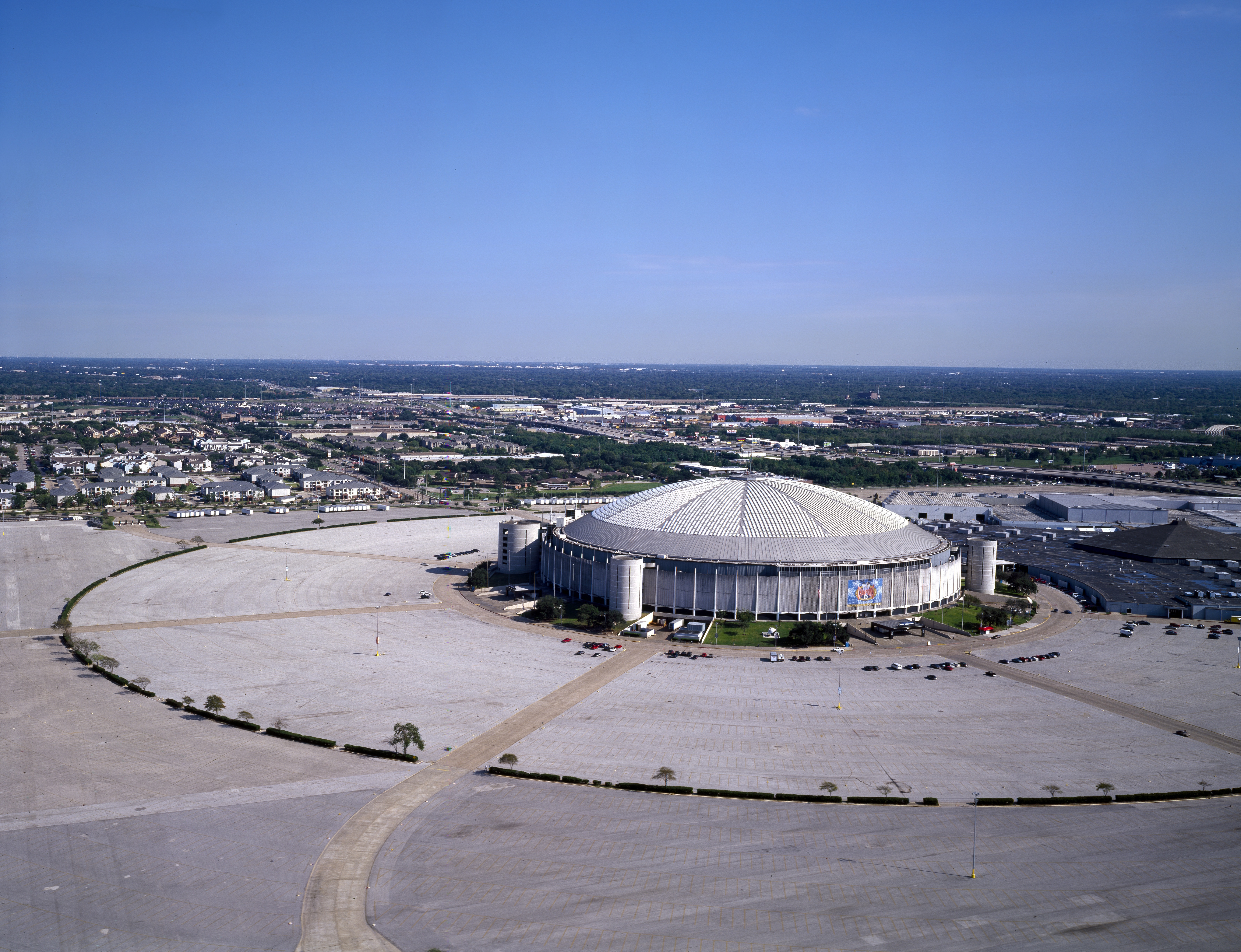 An aerial view of the Astrodome in Houston